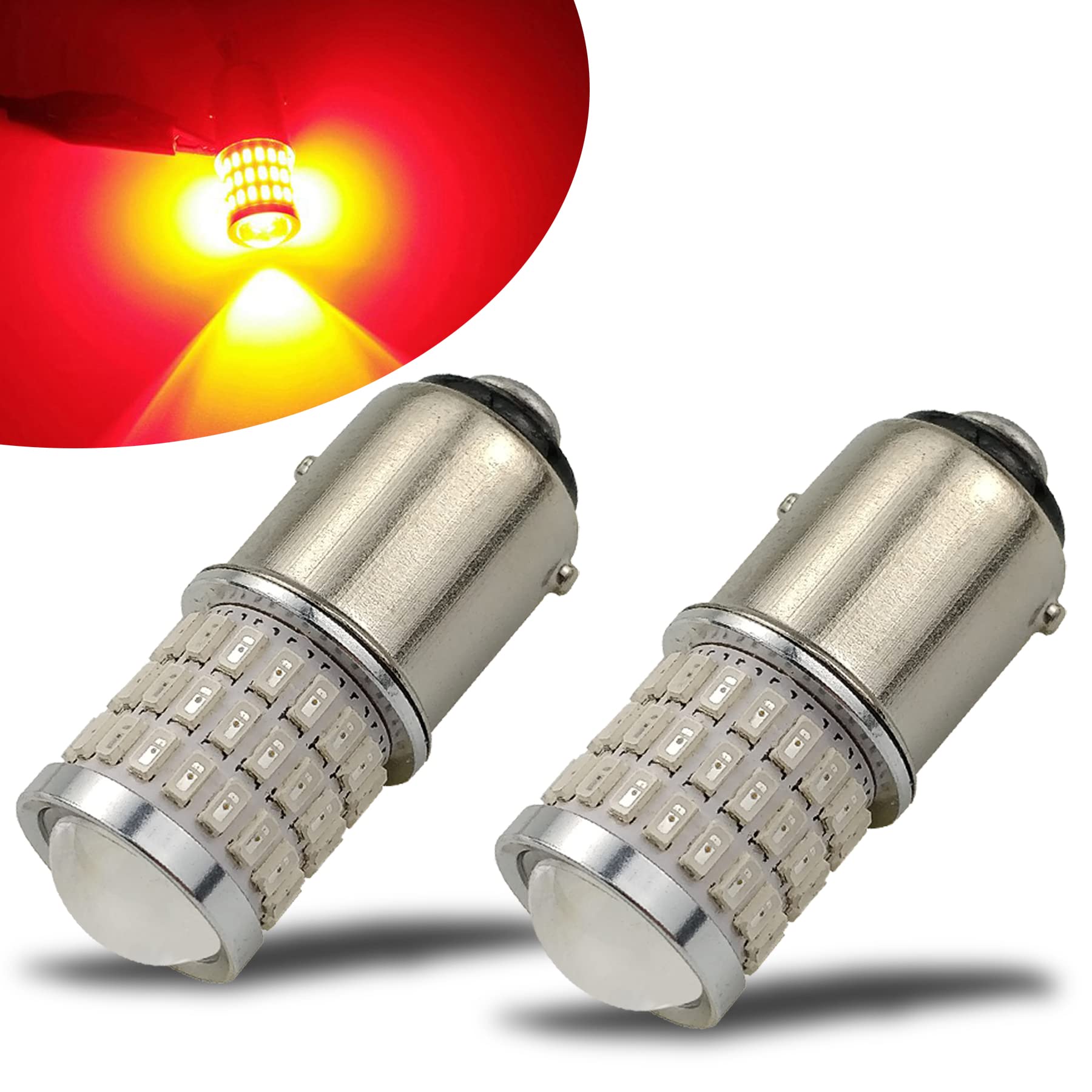 iBrightstar Newest 9-30V Flashing Strobe Blinking Brake Lights 1157 2057 2357 7528 BAY15D LED Bulbs with Projector Replacement f