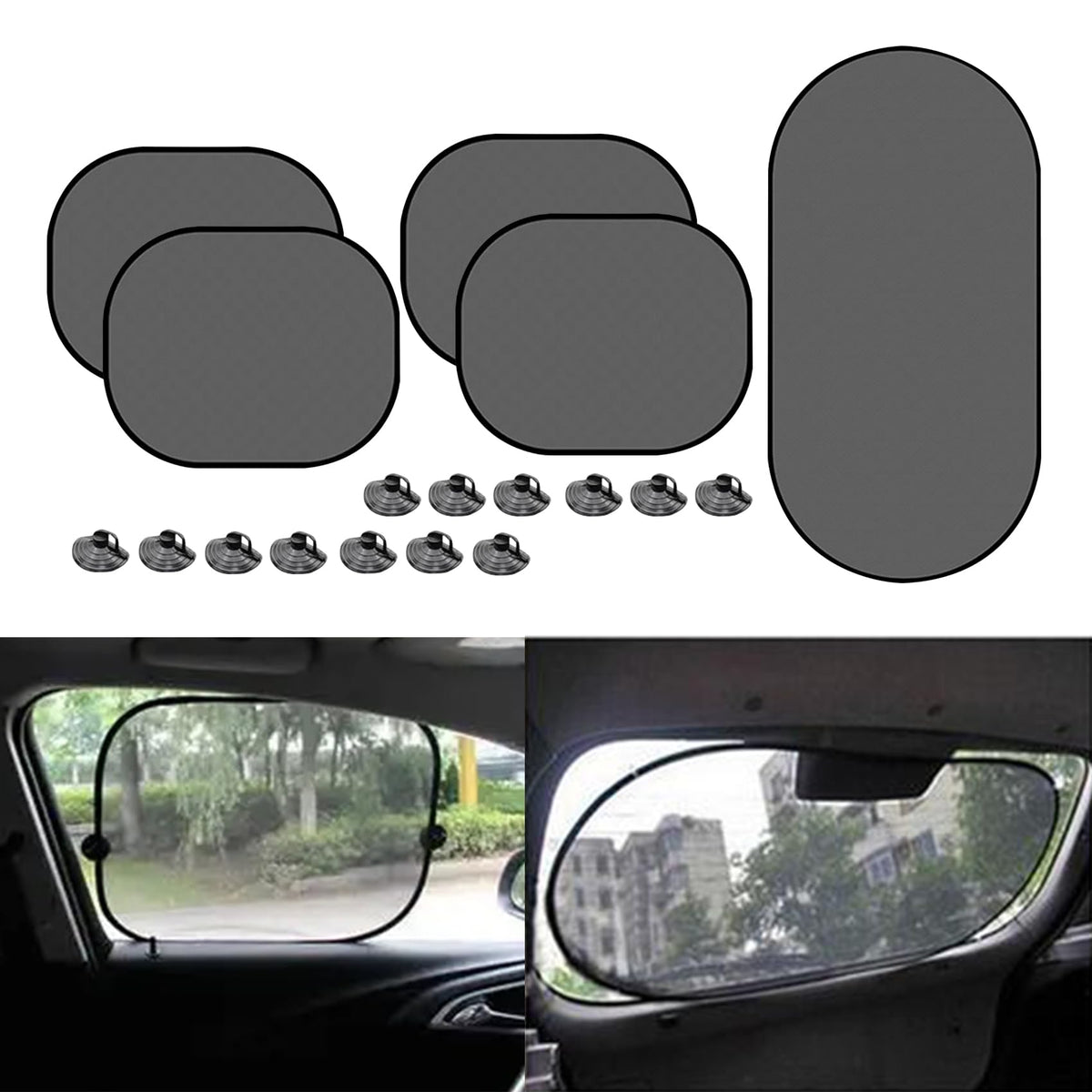 5PCS Car Window Shades, Auto Sun Shades for Side and Rear Windows, Sun Glare and UV Rays Protection for Child, Universal Car Acc