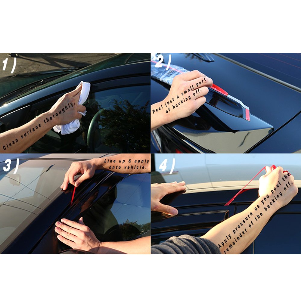 FREEMOTOR802 Tape-on Window Visors Compatible with 1996-2000 Honda Civic Hatchback 3-Door, Side Wind Deflectors Rain Guards Vent