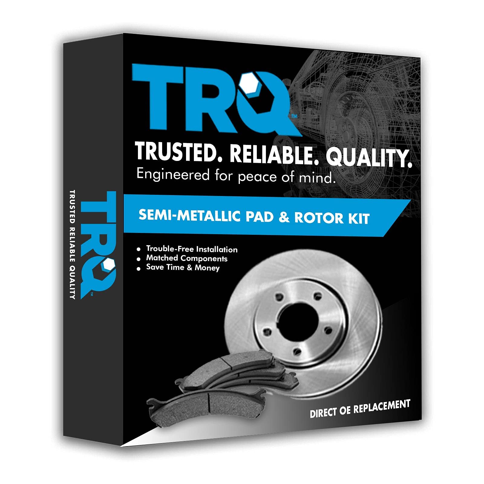Trq Front Brake Pad & Rotor Kit Brake Pads Brake Rotor Semi-Metallic Compatible With 2002-2003 Subaru Impreza 2001-2002 Legacy 2