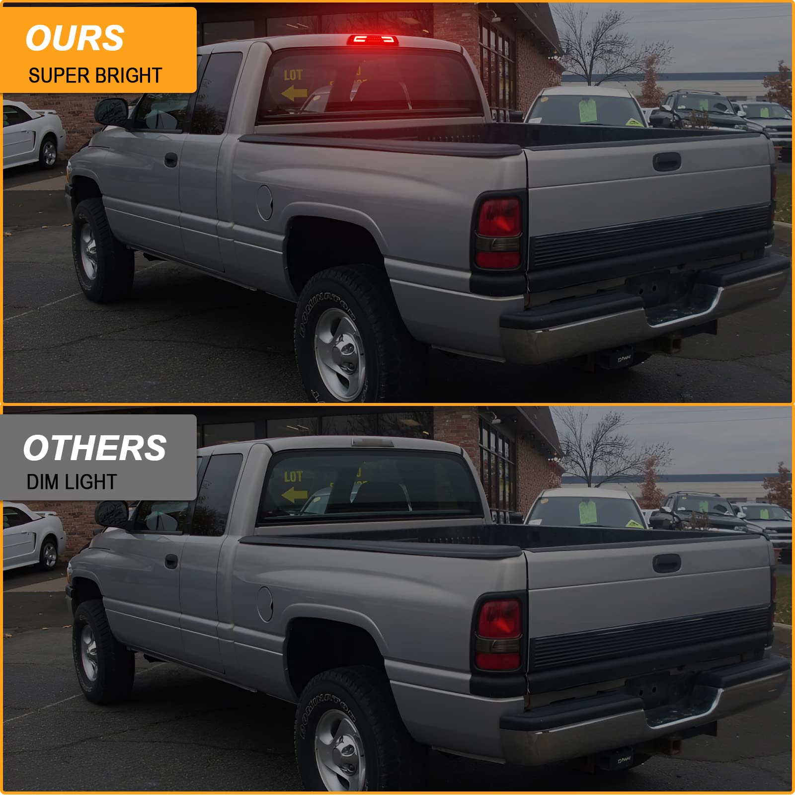 R&F Auto Led Smoked 3Rd Brake Light Replacement For Ram 1500/2500 / 3500 (1994-2001) Pickup Truck Roof Cargo Lights High Mount S