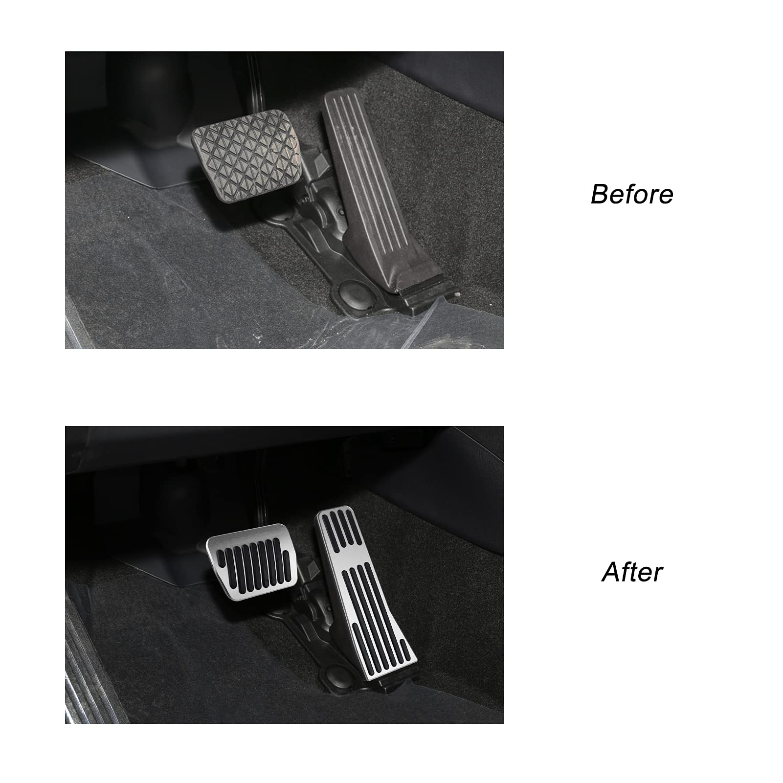 Anfokas Compatible With Mazda 3 Cx-30 Mx-30 Cx-50 Cx-90 Accessories Sporty Anti-Slip Car Interior Foot Pedal Covers Rest Brake Gas Accelerator Pedal Pads -Silver