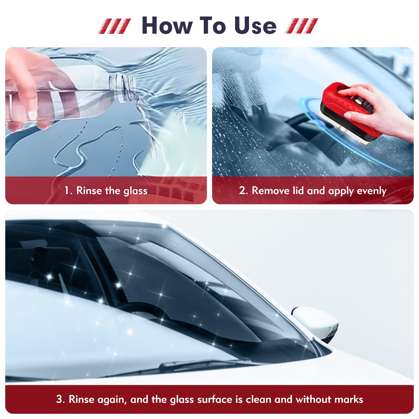 NONENDU Automotive Oil Film Cleaning Brush, Car Glass Oil Film Cleaner, Anti-Rain Fog Car Glass Cleaner, Car Windshield Cleaner