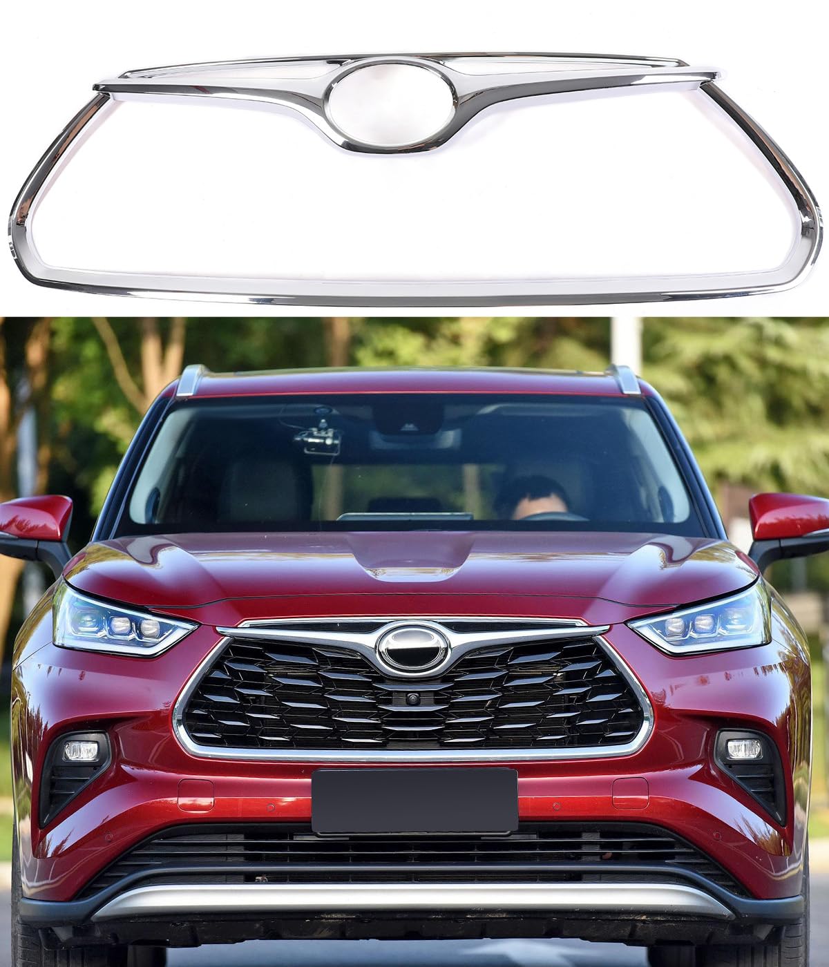For Toyota Highlander Grille Mesh Cover Trims, OEM Style Sporty Luxury Front Grille Frame for Highlander 2025 2024 2023 2022 202