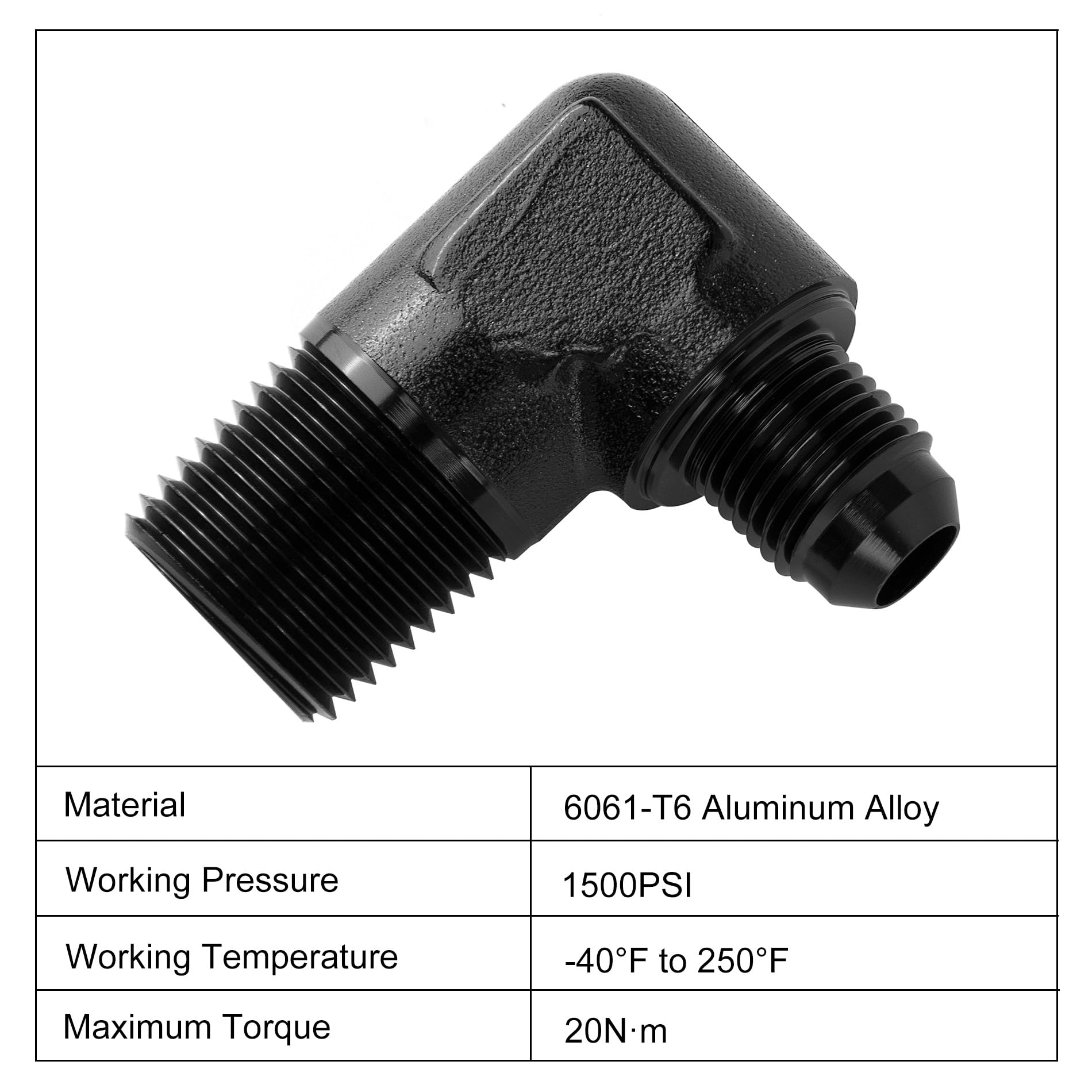 Evil Energy 6An To 1/2'' Npt Male 90 Degree Fitting Adapter Aluminum
