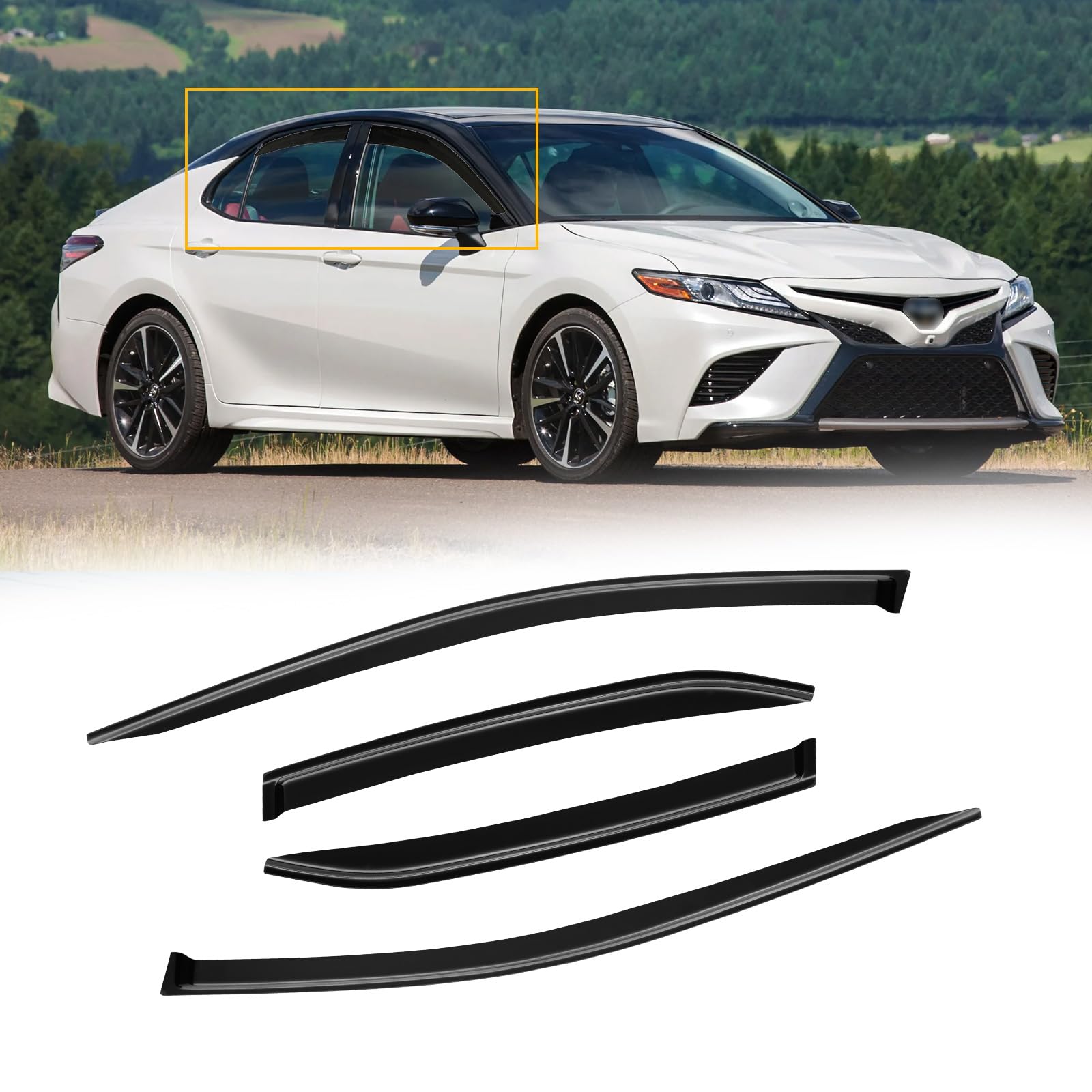 Cmvt Auto Window Visors For Toyota Camry 2018-2024, Rain Guards Shields Vent Shade Deflector Dark Smoke 2019 2020 2021 2022 2023