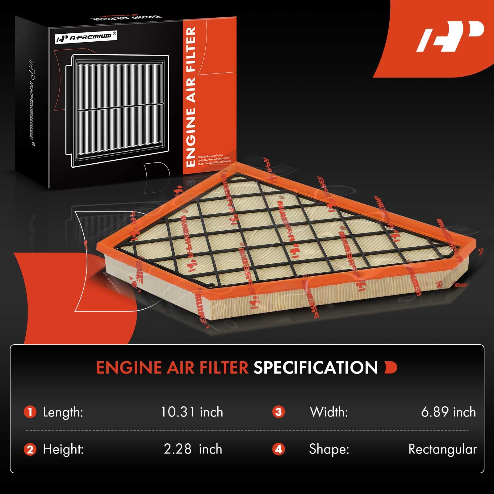 A-Premium Front Engine Air Filter Compatible With Buick Enclave 2018-2023 & Cadillac Xt5, Xt6 & Chevrolet Blazer, Traverse & Gmc Acadia, 2.0L 2.5L 3.6L, Flexible Panel, Replace# 23321606