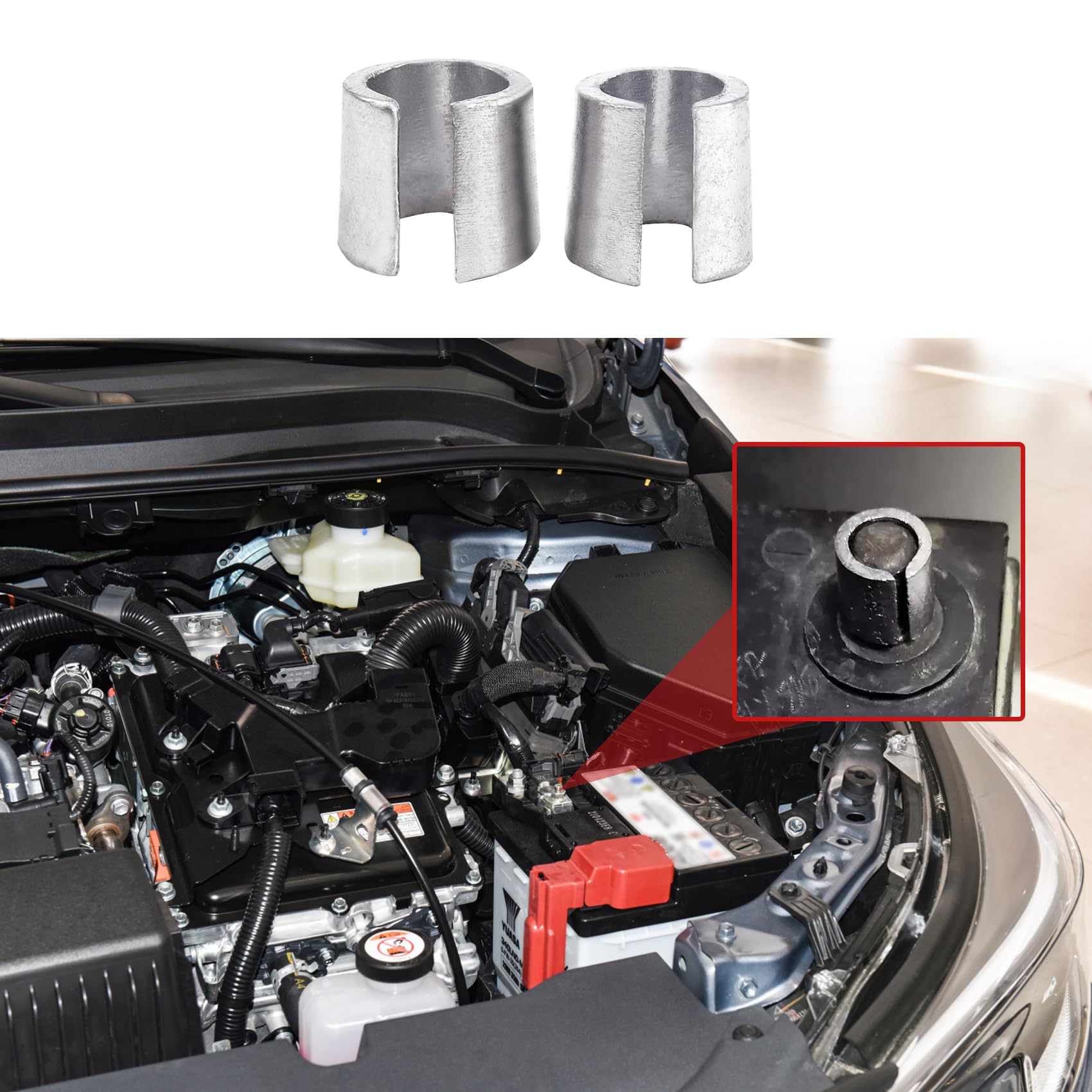 RGOAANC 2 Pair Battery Post Shim Lead, Car Battery Terminal Connector, Car Battery Negative Battery Terminal Adapter Positive Po