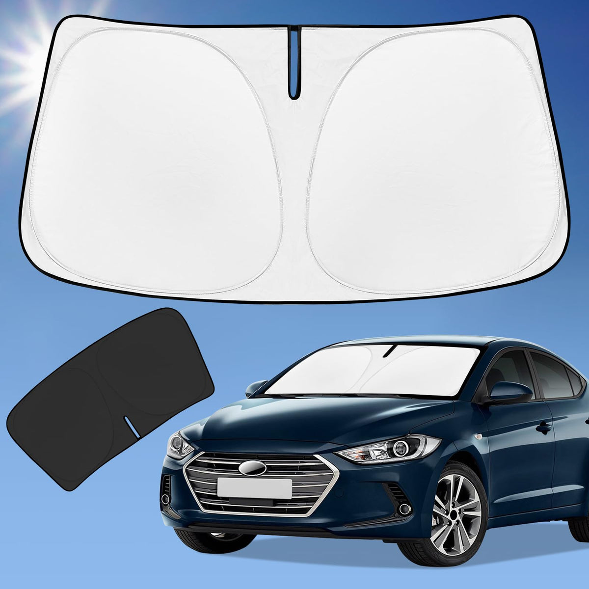 Sun Shade Sunshade for Hyundai Elantra Windshield Cover, 4-Layer Front Window Shade Custom fit Elantra 2016-2020 Sun Visor 240T 
