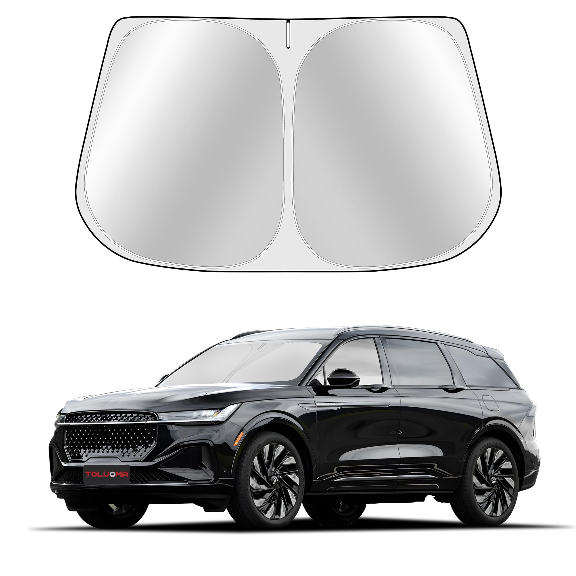 Toluoma Custom Fit Windshield Sun Shade For Lincoln Nautilus 2024-2025 - Full Coverage, 210T Reflective Fabric, Double-Layer Des