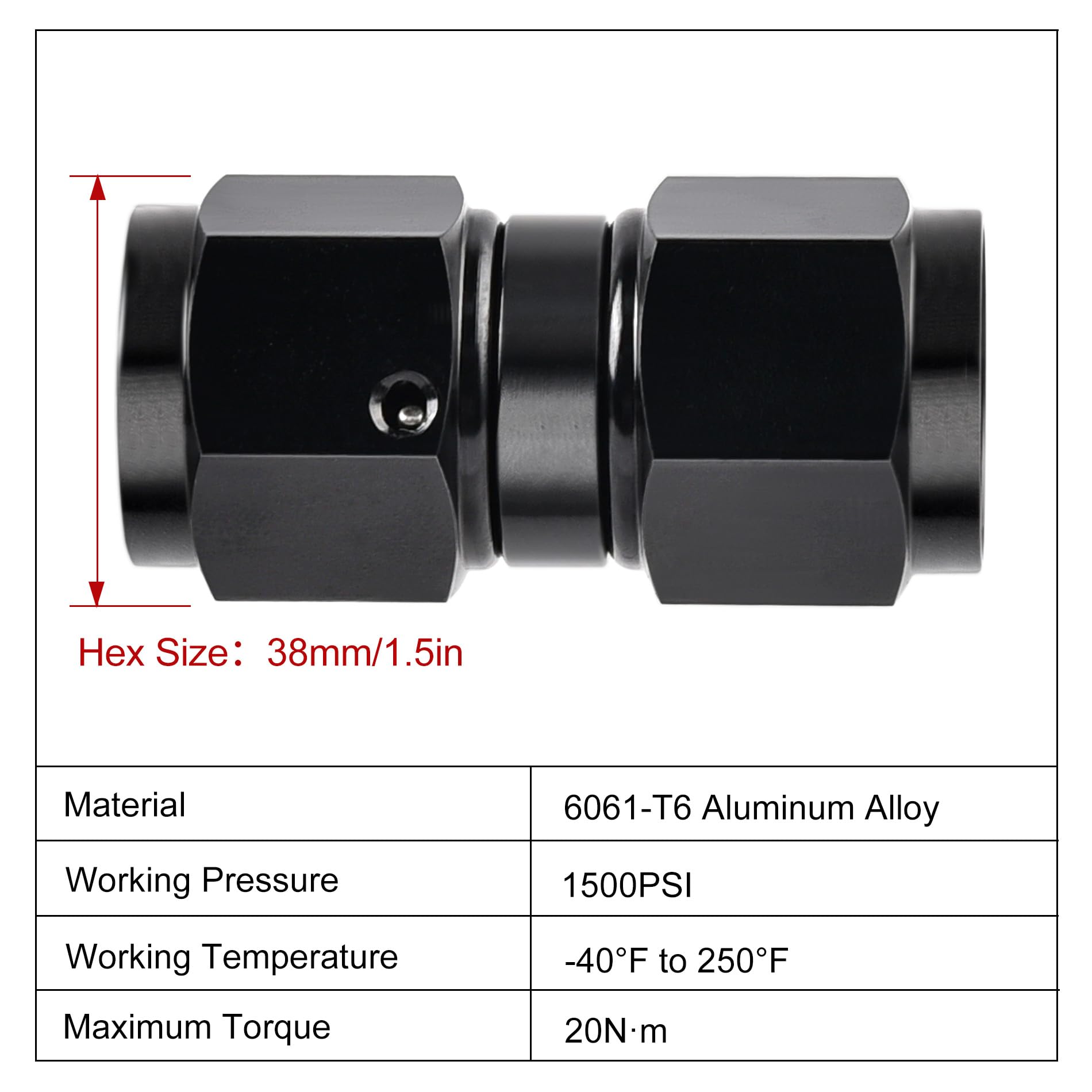 Evil Energy 16An Female To 16An Female Straight Swivel Coupler Union Fitting Adapter Aluminum Black