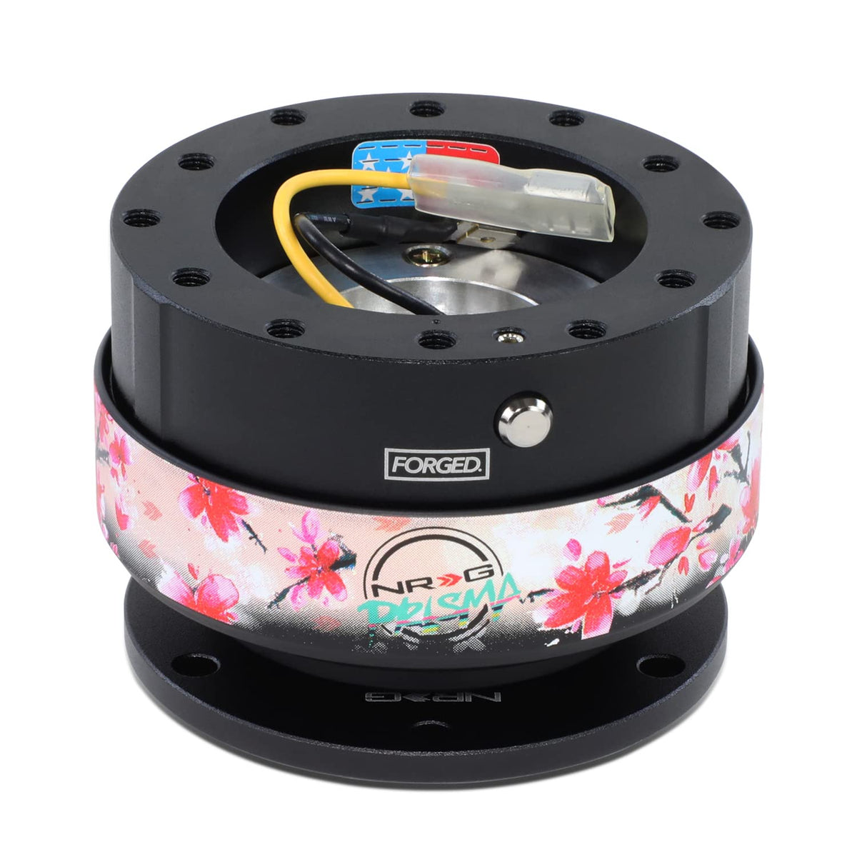 Nrg Innovations Gen 2.0 Steering Wheel Quick Release Adapter 6-Hole With Mounting Bolts, Quick Release - Black Body/Sakura Ring 