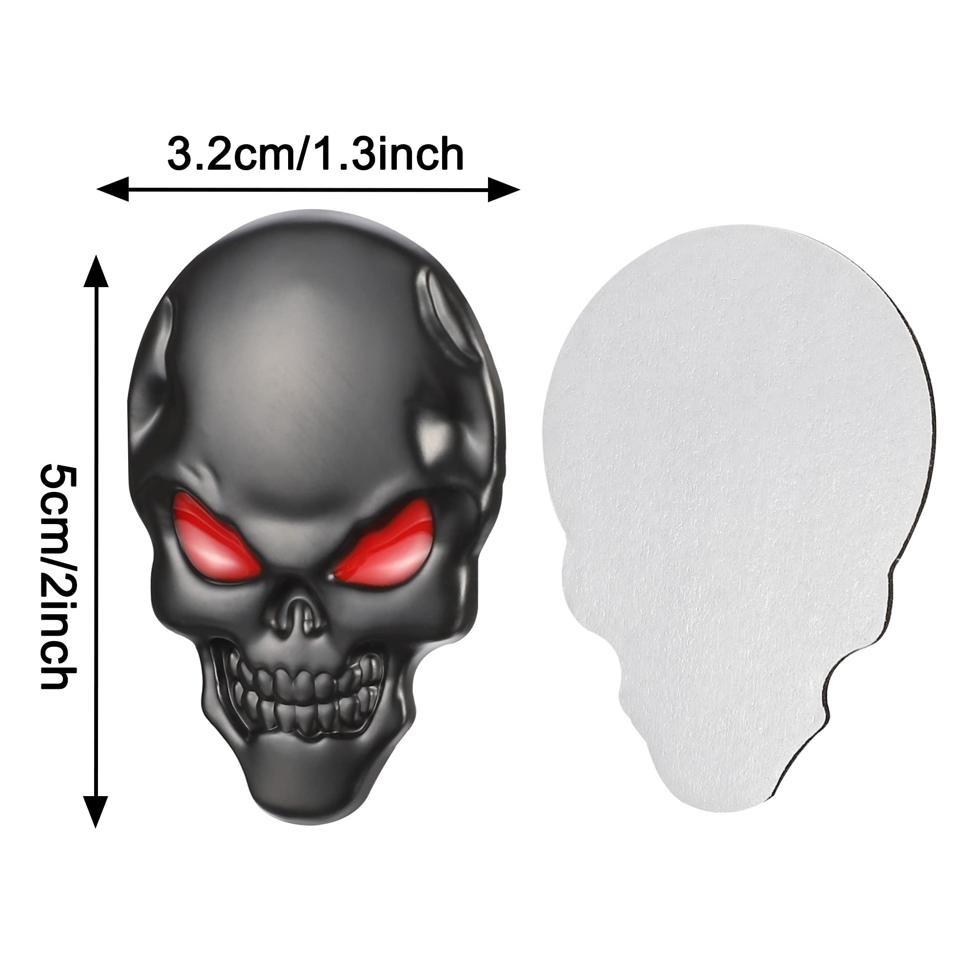 Tomall 2Pcs Skeleton Skull Logo Devil Death Emblem Badge 3D Metal Decals Stickers Decoration For Cars Trucks Motorcycle Mobile P