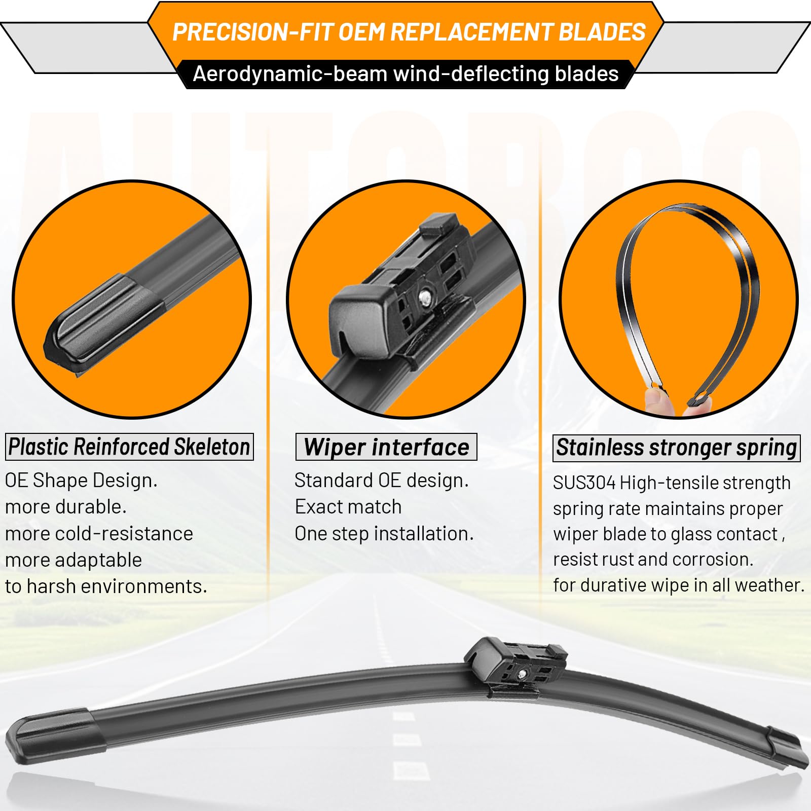 AUTOBOO OEM Windshield Wiper Blade Set for VW Jetta CC Passat 2011-2019, 24+19 Front Wiper Kit, Original Factory Quality