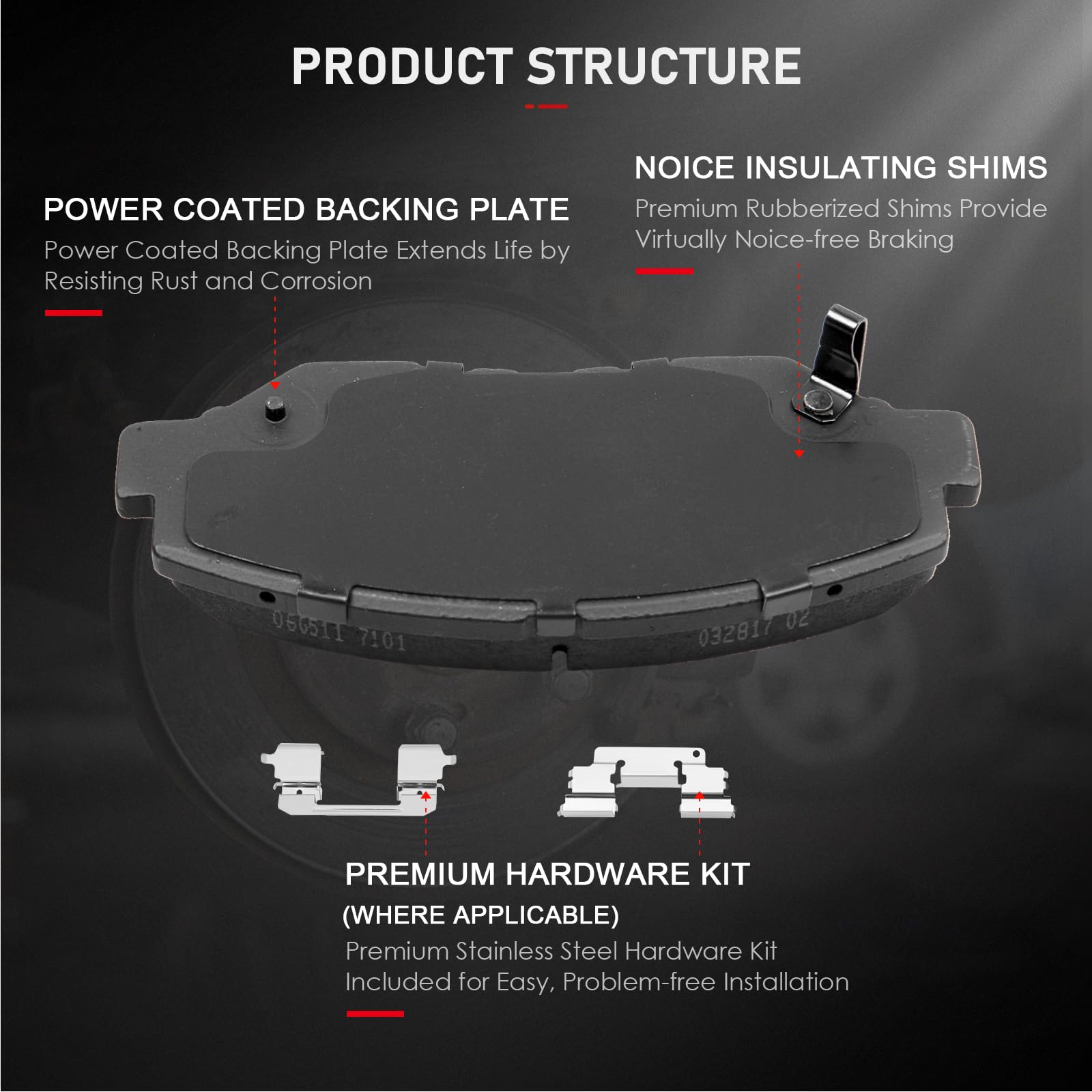 Cciyu D914 D865 8Pcs Front & Rear Ceramic Brake Pads Kits 2003-2008 For Honda Pilot