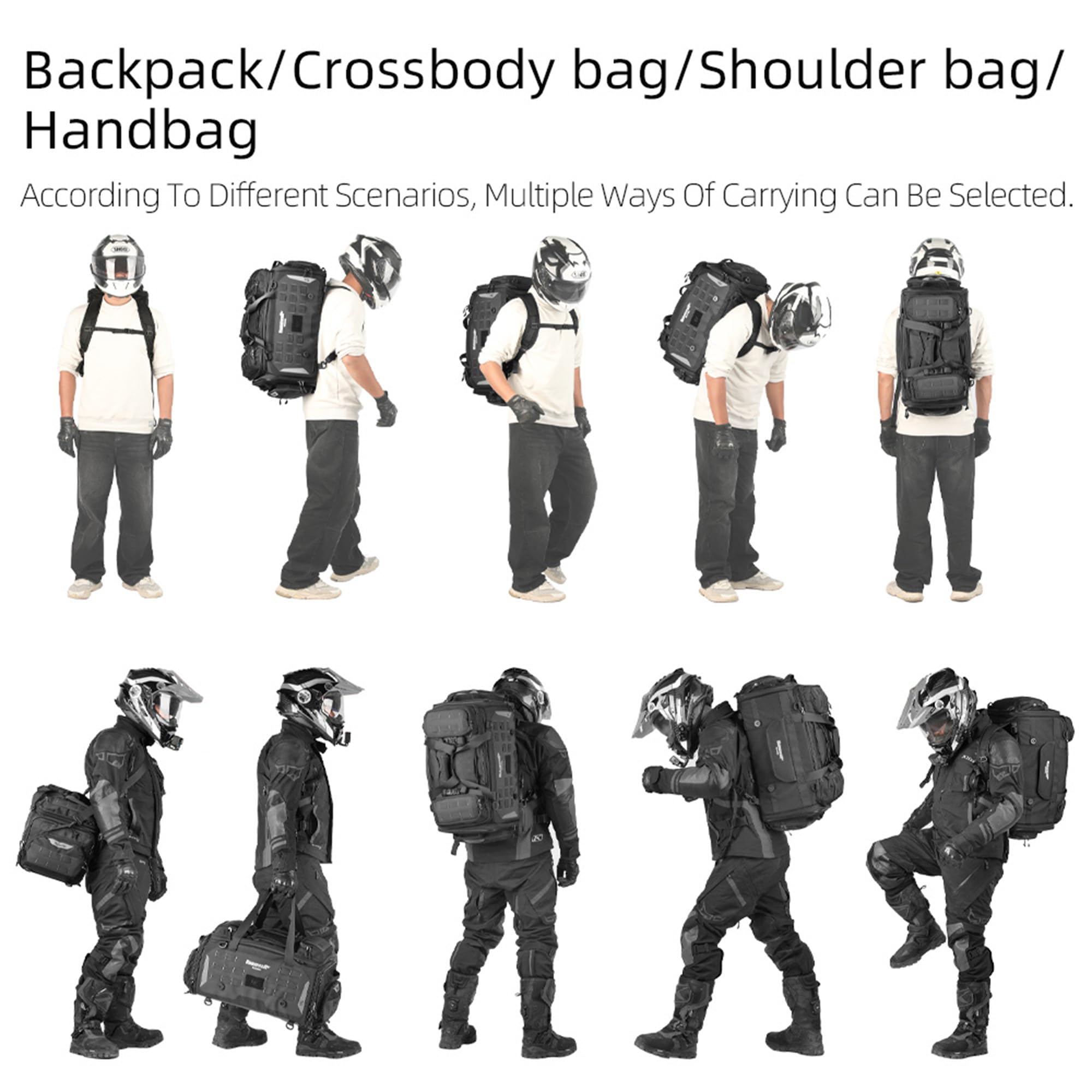 Rhinowalk Motorcycle Tail Bag - Expandable 50-70L Travel Luggage, Sport Saddle Bag, Waterproof Helmet Bag With Rain Cover, Backp