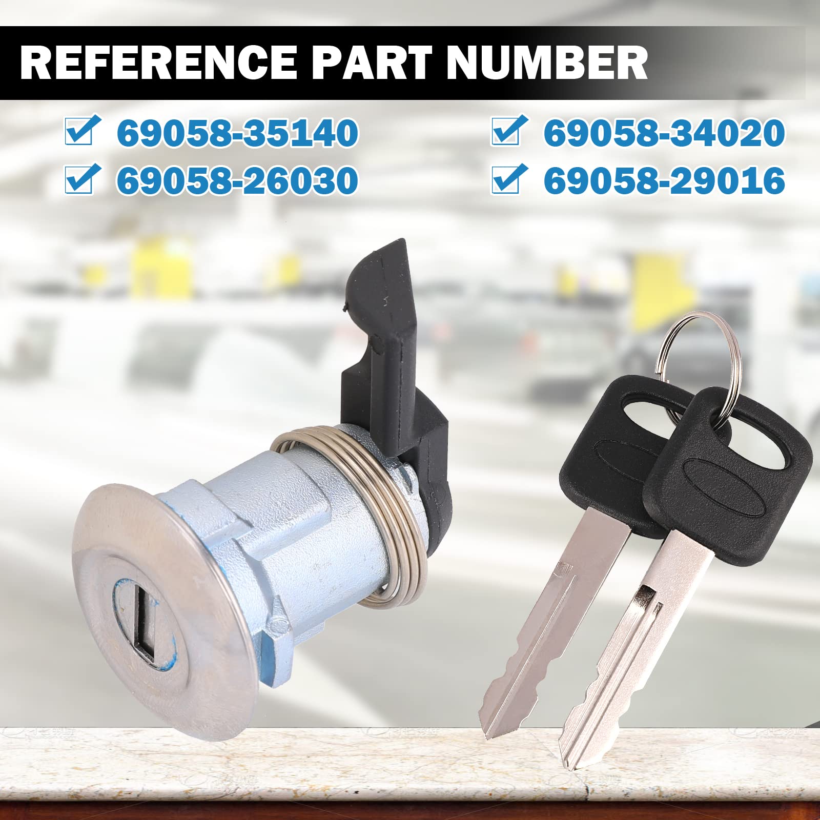 Fuel Door Lock Cylinder W/ 2 Keys Set Compatible With 1995-2004 Toyota Tacoma 2000-2003 Tundra Gas Fuel Filler Lid Cylinder Lock - Replaces 69058-35140, 69058-29016