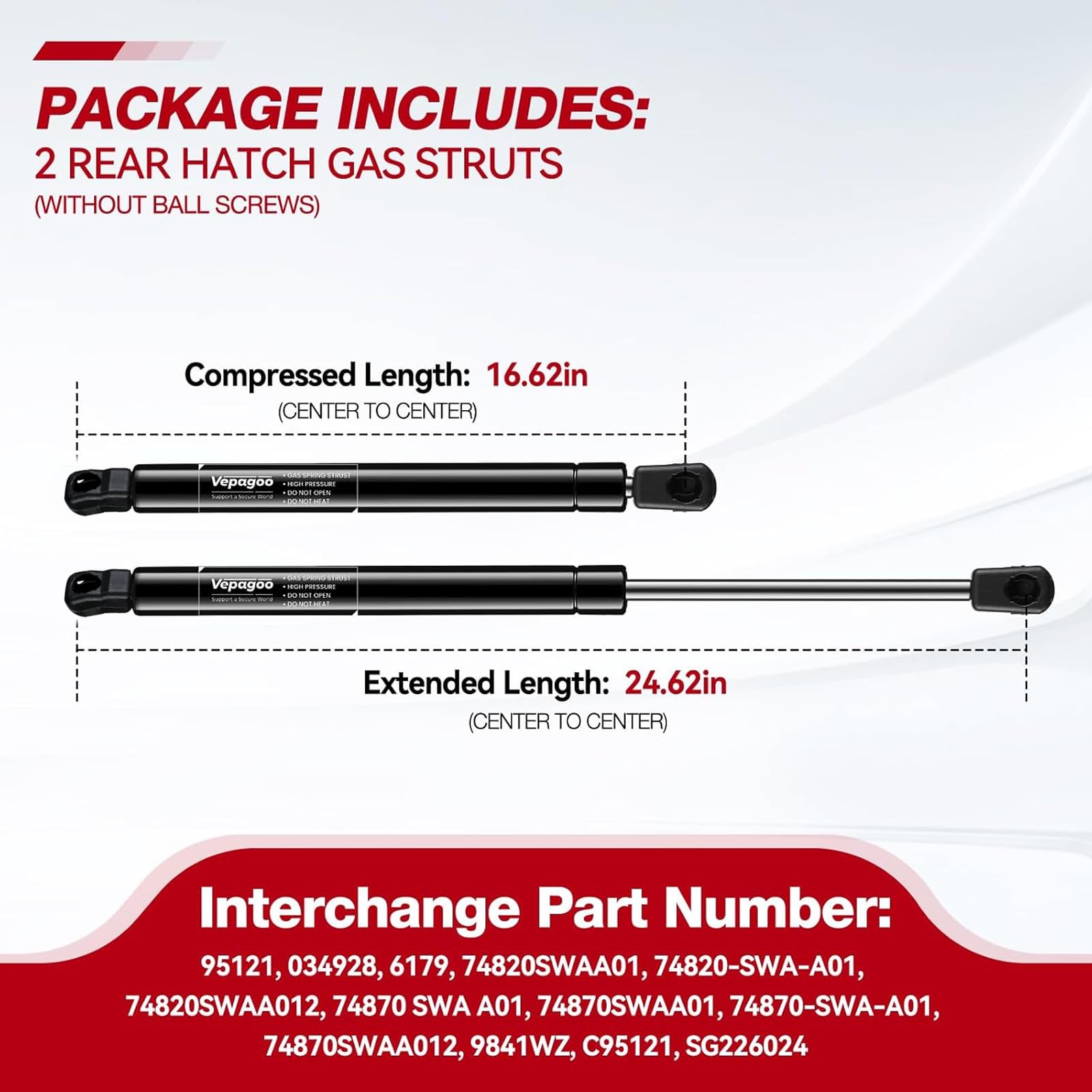 Vepagoo 6179 Rear Hatch Lift Gate Strut For 2007-2011 Honda Cr-V Base/Ex/Ex-L/Lx/Se Sport Utility 4-Door Liftgate Tailgate Shock
