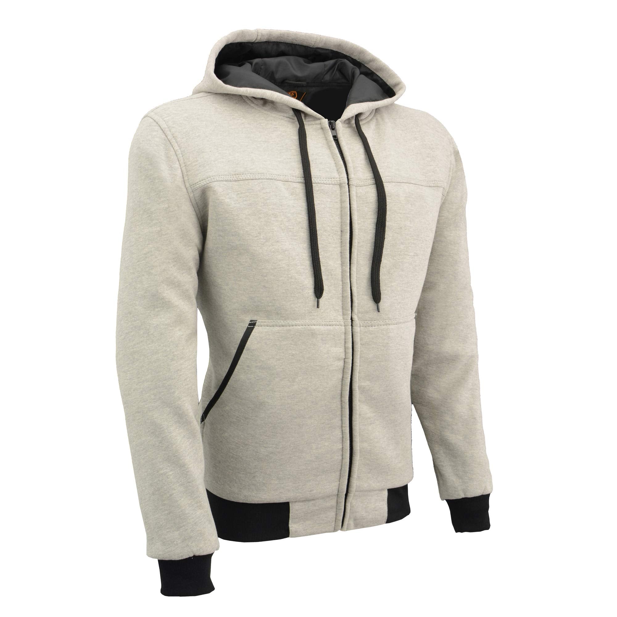 Milwaukee Leather Mpm1788 Men'S Silver Ce Approved Armored Riding Hoodie Sweater With Aramid By Dupont Fibers - 5X-Large