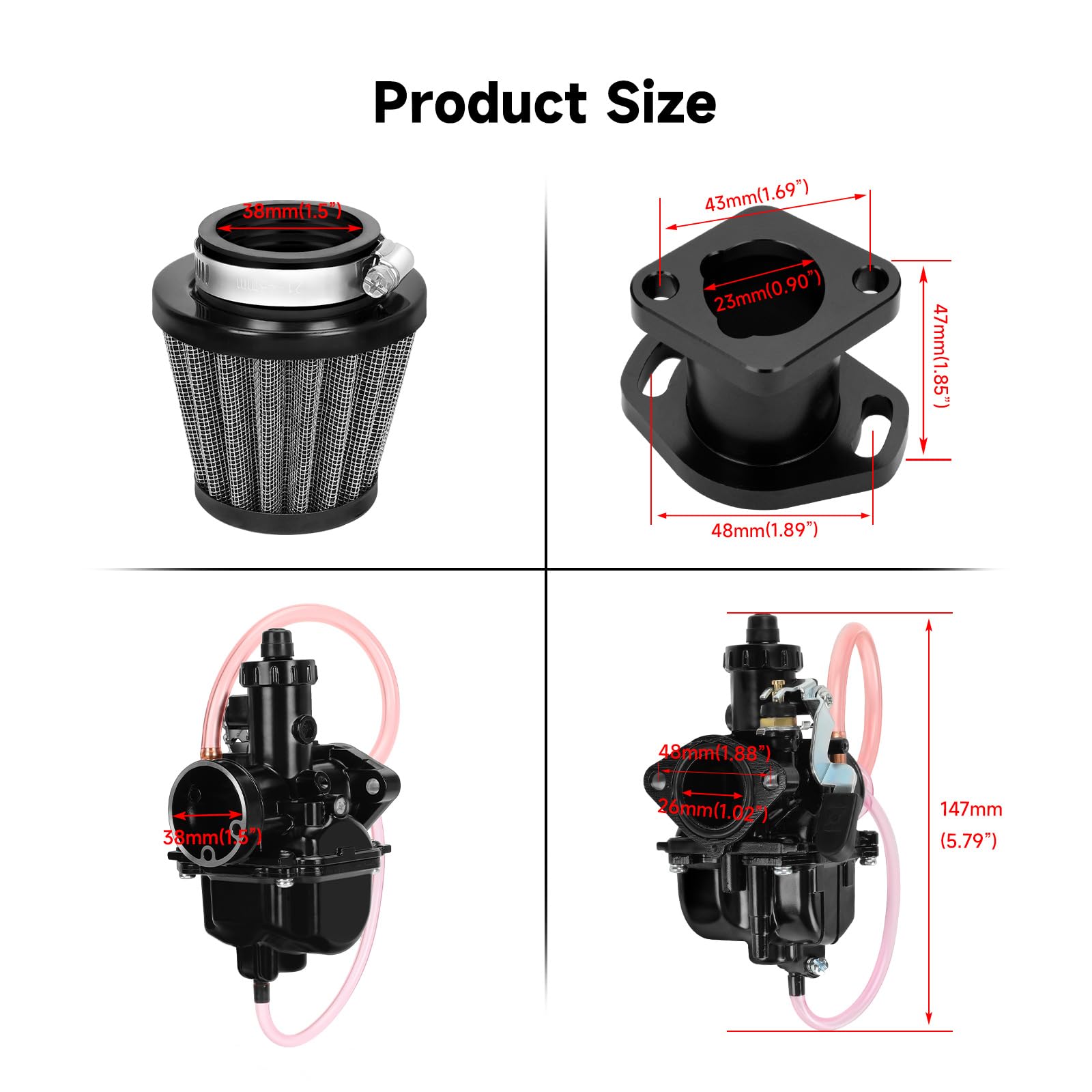 FVRITO VM22 26mm Carburetor Jet Kit for Predator 212cc 196cc Coleman CT200U CT200U-EX BT200X Mini Bike KT196 Go Kart Baja Warrio