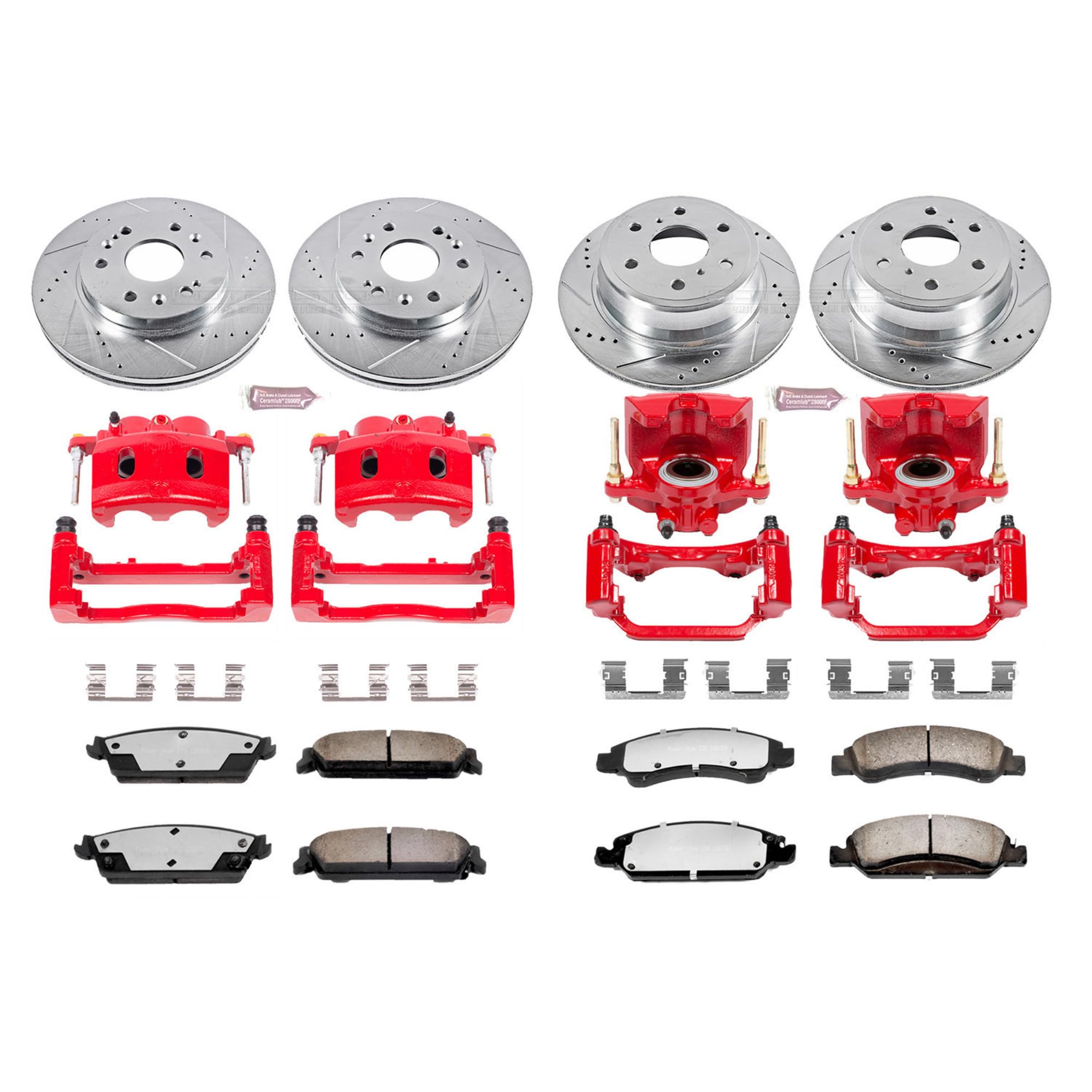 Power Stop KC2070-36 Front and Rear Z36 Truck and Tow Brake Kit with Calipers Rotors Brake Pads For Escalade Silverado 1500 Subu