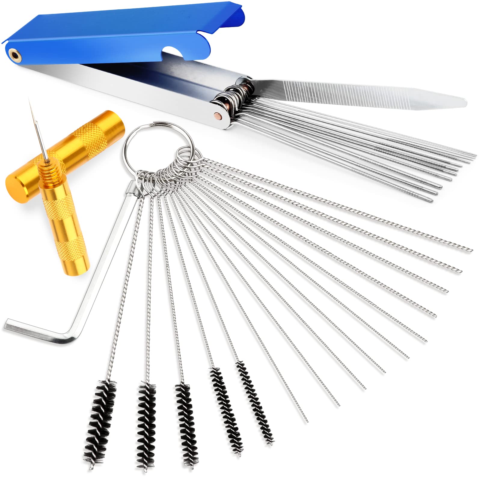 Valchoose Premium Torch Tip Cleaner, Stainless Steel Carburetor Cleaning Kit Heavy Duty, Density Nylon For Motorcycle Jet Lawnmower Small Engine Welding Stove Airbrush Spray Gun