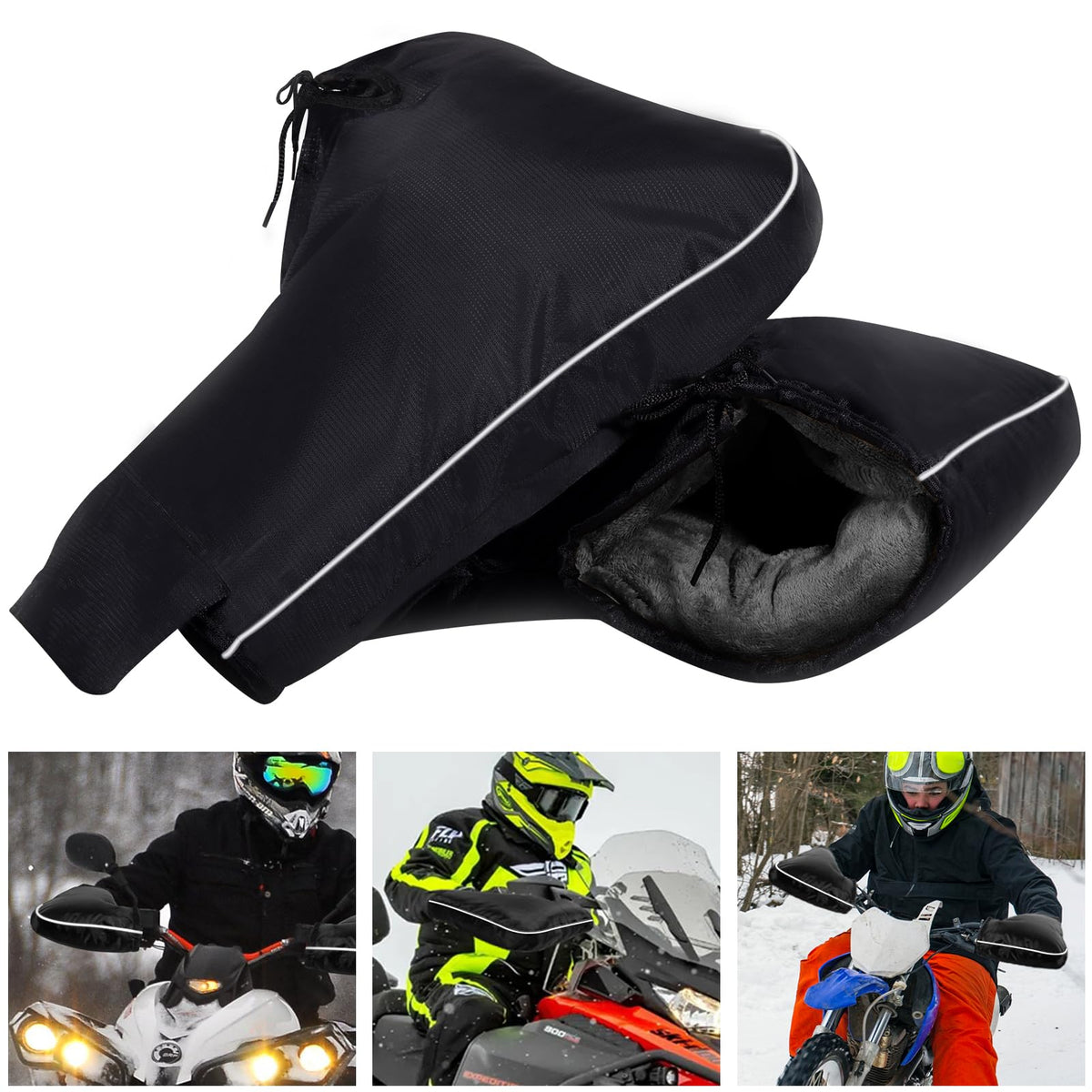 Yunvi Atv Hand Muffs Winter Atv Accessories, Waterproof Atv Gloves, Snowmobile Handlebar Gloves For Men In Cold Weather, Handlebars Gauntlets For Motorcycle, Four Wheelers, Dirt Bike