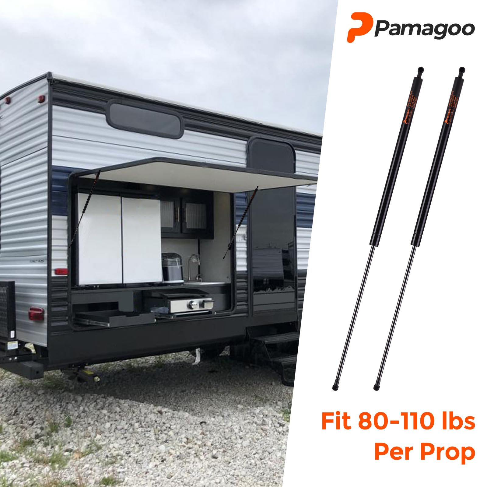 Pamagoo P8155 36 Inch 100 Lbs 445 N Gas Strut, 2 Pcs 36'' St360M110010 Tonneau Cover Shocks For Truck Bed Pickup Cover Heavy Dut