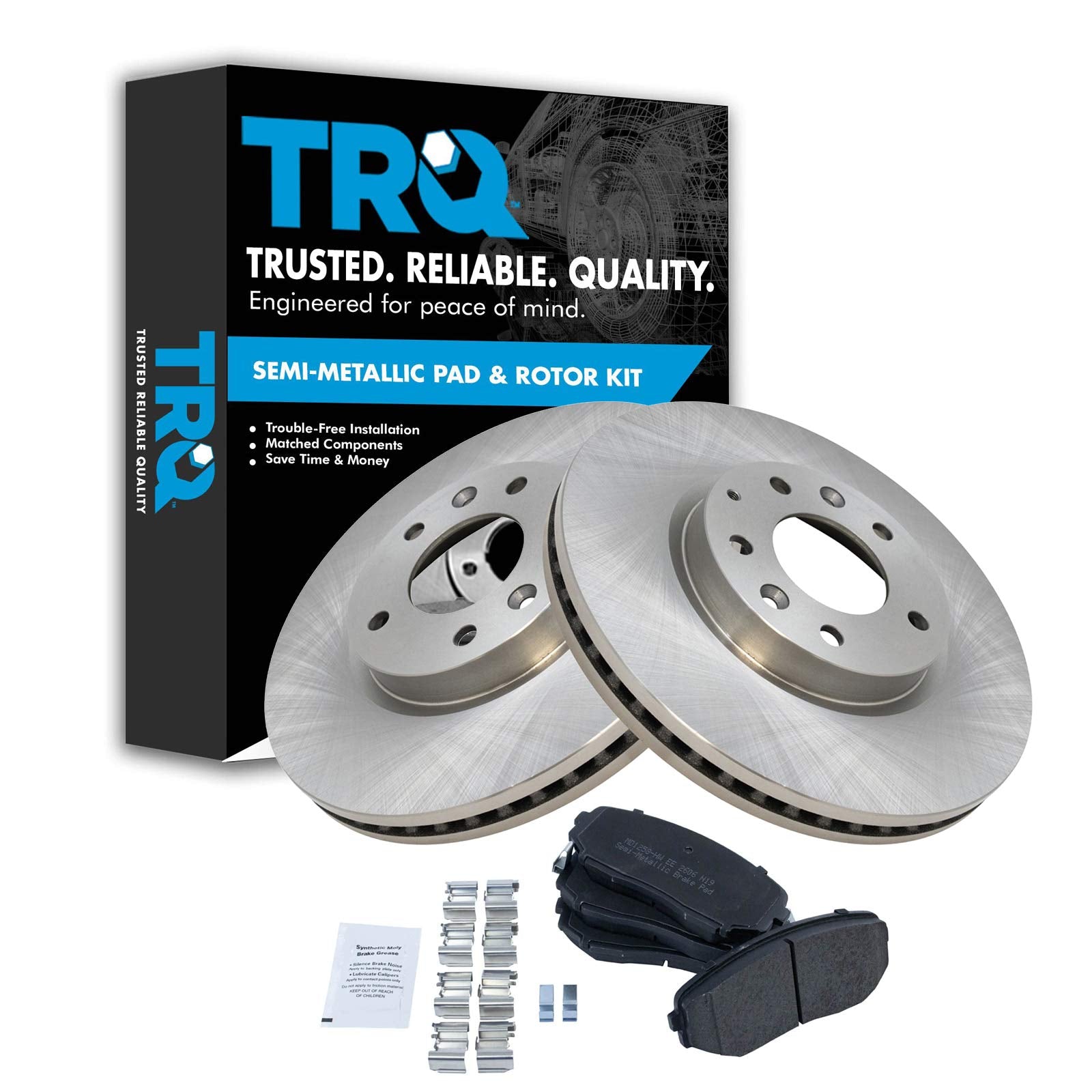 Trq Front Brake Pad & Rotor Kit Brake Pads Brake Rotor Semi-Metallic Compatible With 2007-2012 Mazda Cx-7
