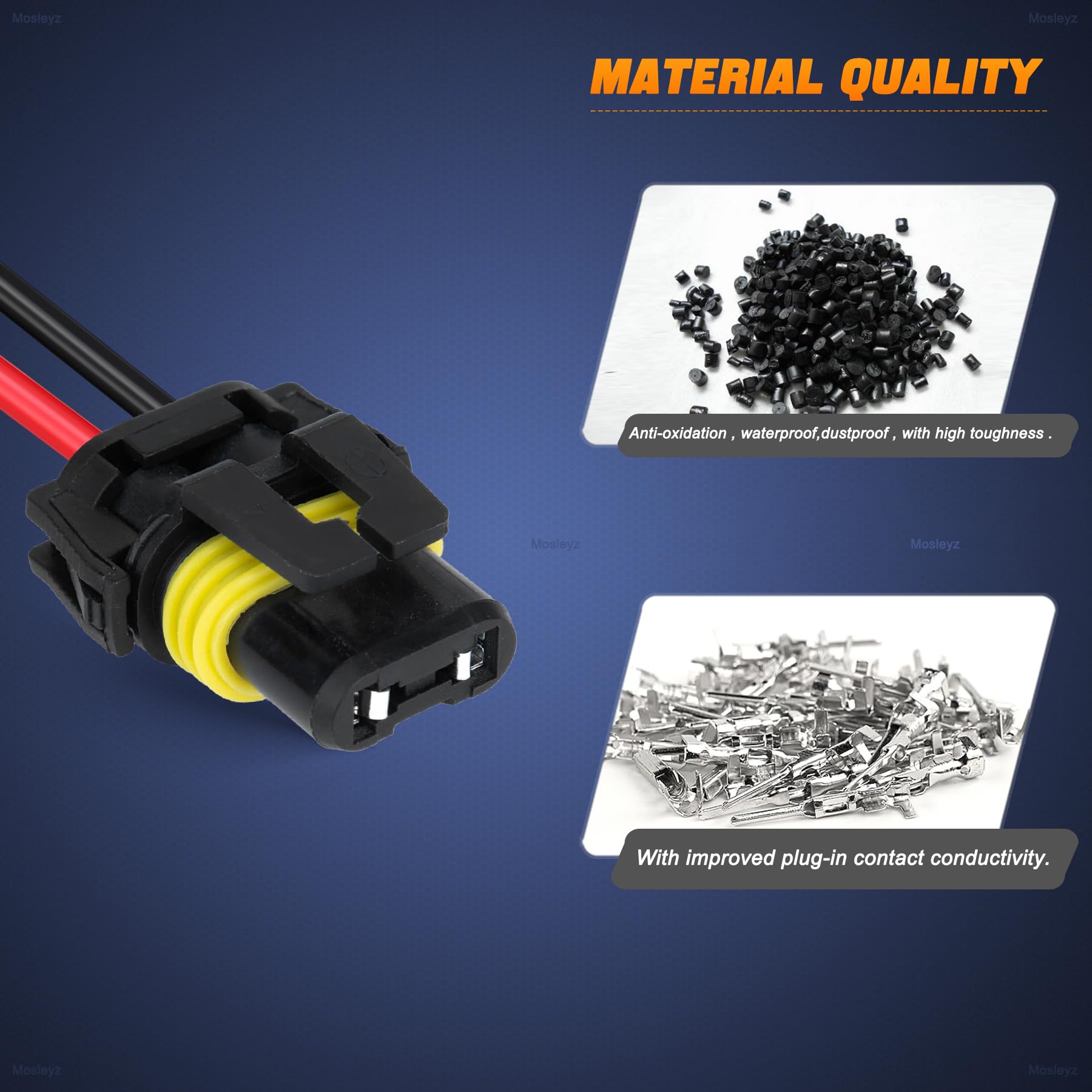 9005 9006 Pigtail Socket Wiring Harness Female Connector Adapter for Headlights Fog Lights (Pack of 2)