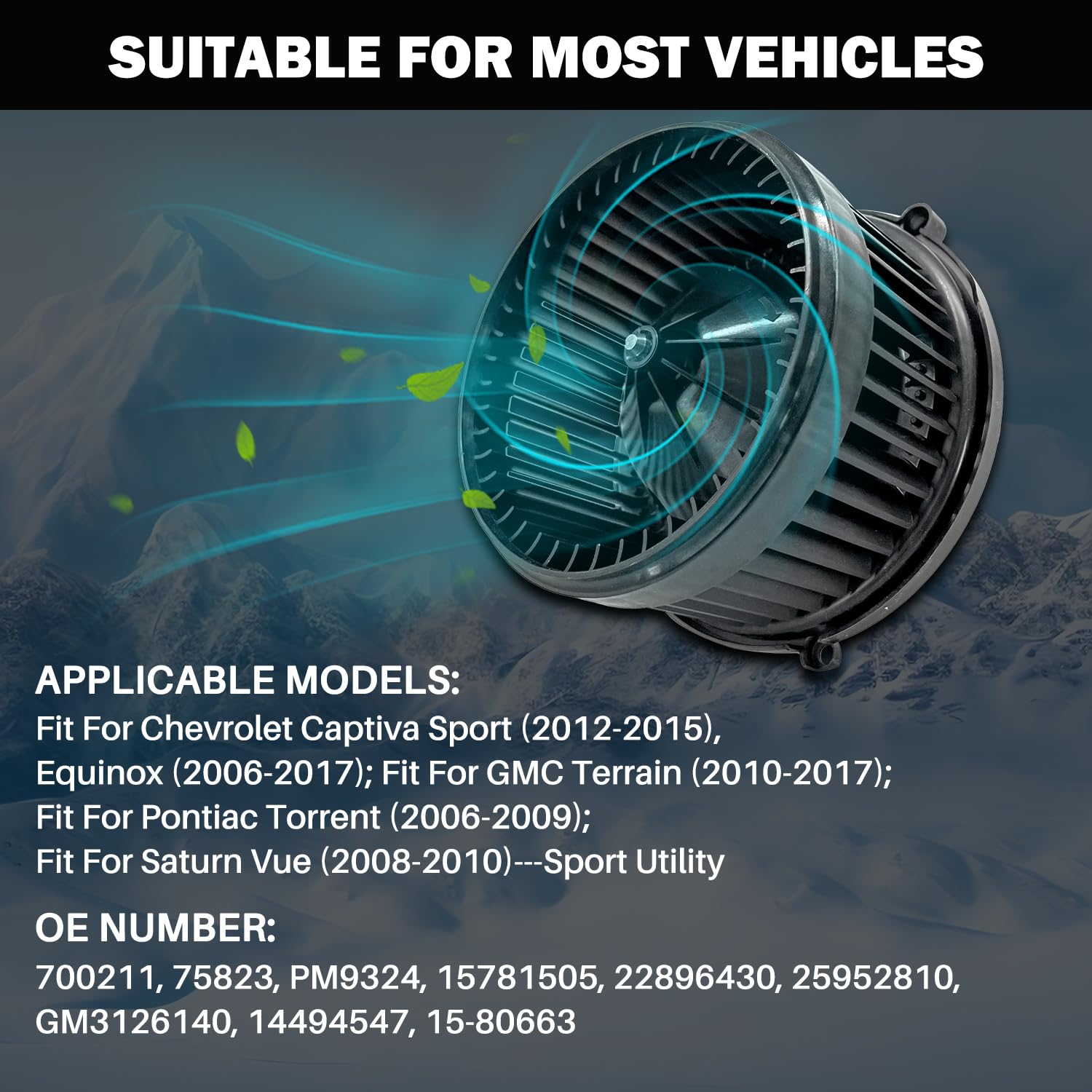 Aspligo 700211 Ac Heater Blower Motor Fan Fit For Chevy Captiva Sport 2012-2015 ,Equinox 2006-2017,For Gmc Terrain 2010-2017,For