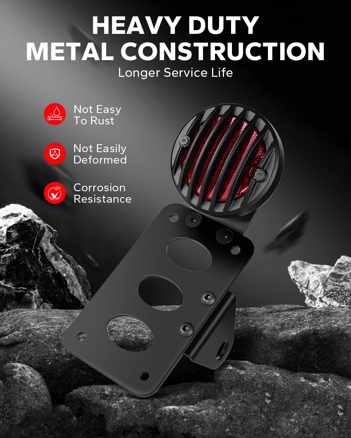 Amazicha Motorcycle Brake Tail Light 3/4'' Side Mount License Plate Bracket LED Rear Light Compatible for Harley Sporster Bobber