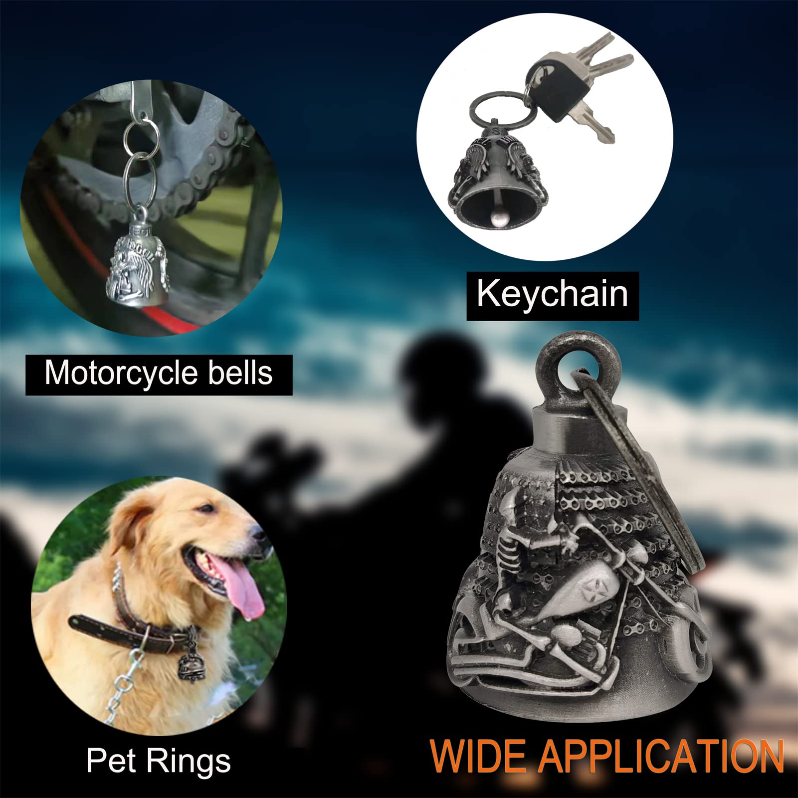 Dream Apparel Motorcycle ride bell for bikers,heavy spirit bells accessory and key chain for luck (DBL14-L Chopper)