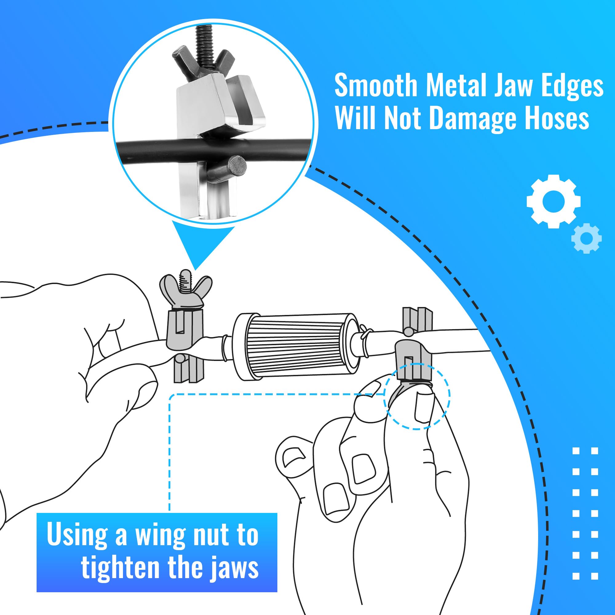 Feekoon Brake Line Clamp, 2 Pcs Hose Pinch Clamp Pliers, Metal Brake Line Clamp Suitable For Flexible Hoses Fuel Hoses Gas Lines Brake Hoses Radiator Hoses, Suitable For Hose Diameters Up To 1 Inch