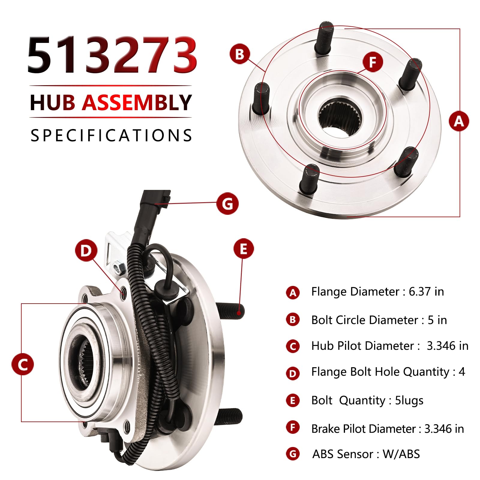 JLEO Wheel Bearing and Hub Assembly fit for 2008-2020 Dodge Grand Caravan,for 2008-2016 Chrysler Town & Country,for 2012-2015 Ra