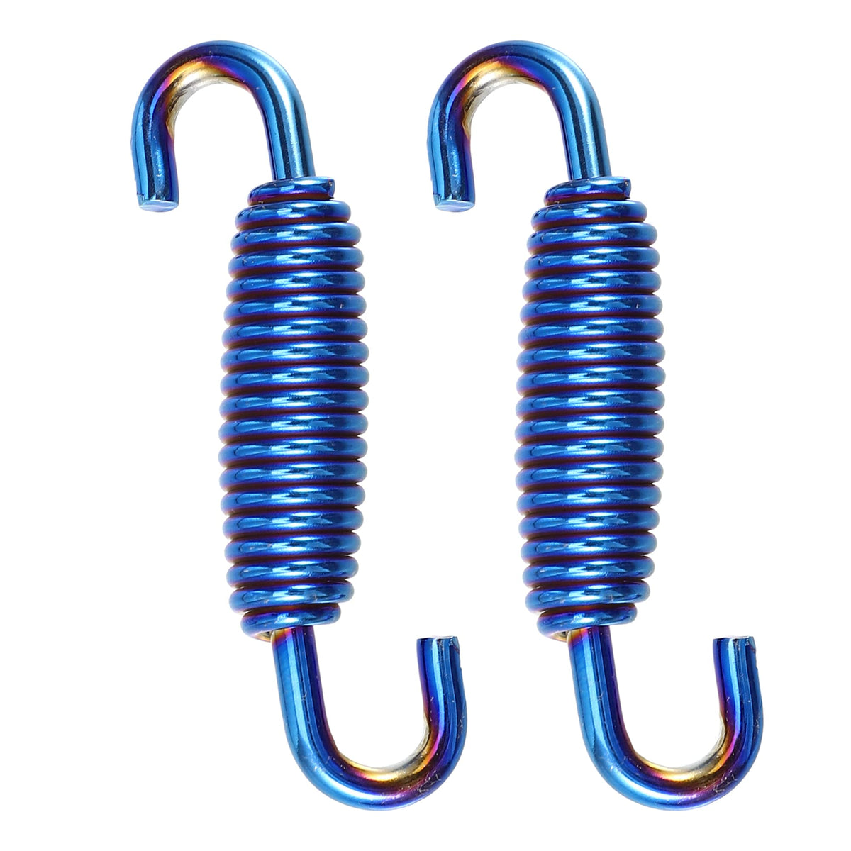 X Autohaux 2 Pcs Motorcycles Universal Exhaust Pipe Spring 55Mm 2.17' Stainless Steel Exhaust Pipe Spring Hook Modified Accessory Blue