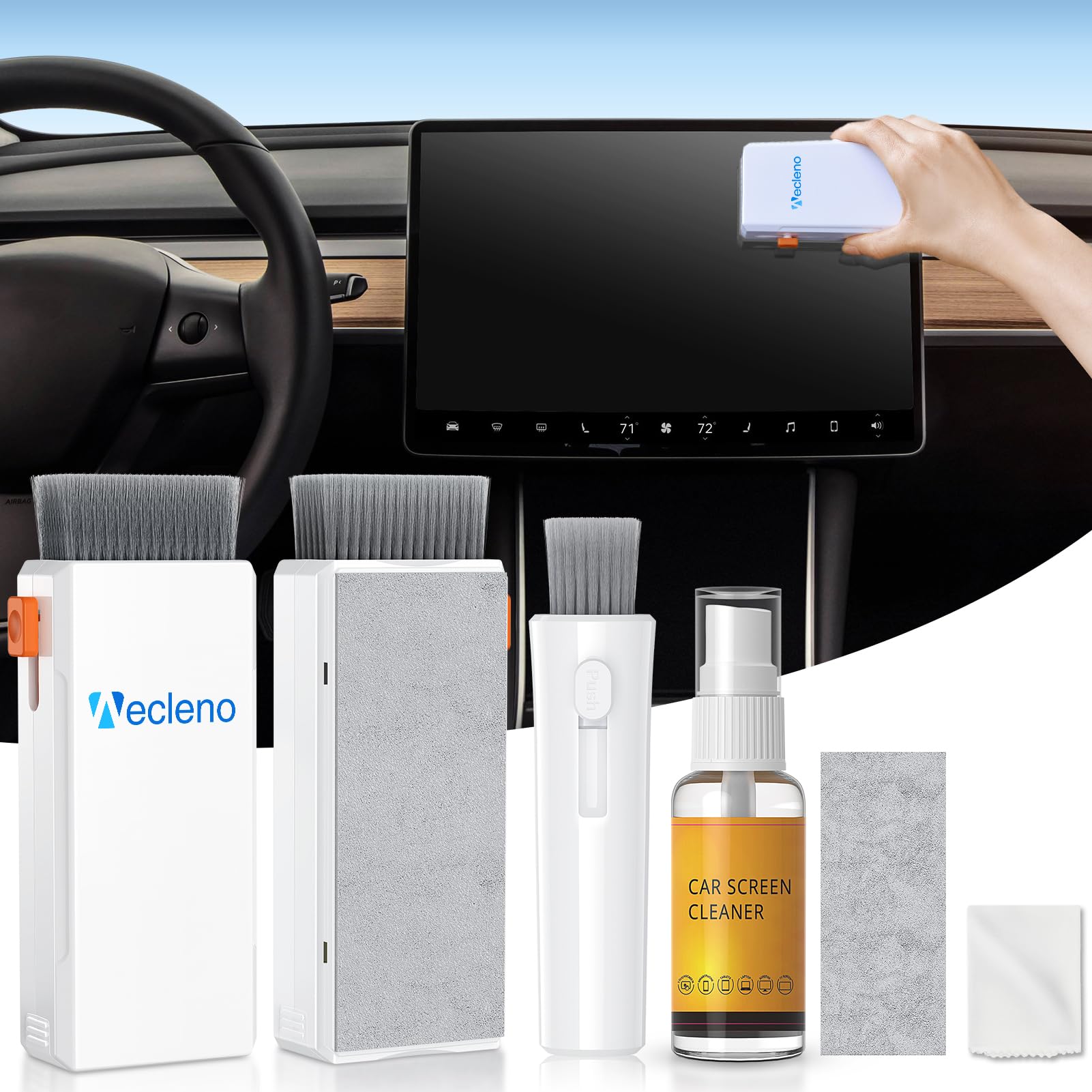 Wecleno Car Screen Cleaner, Car Interior Detailing Kit For Tesla, Benz, Bmw, Jeep, Honda, Car Touch Screen Cleaner For Removing 