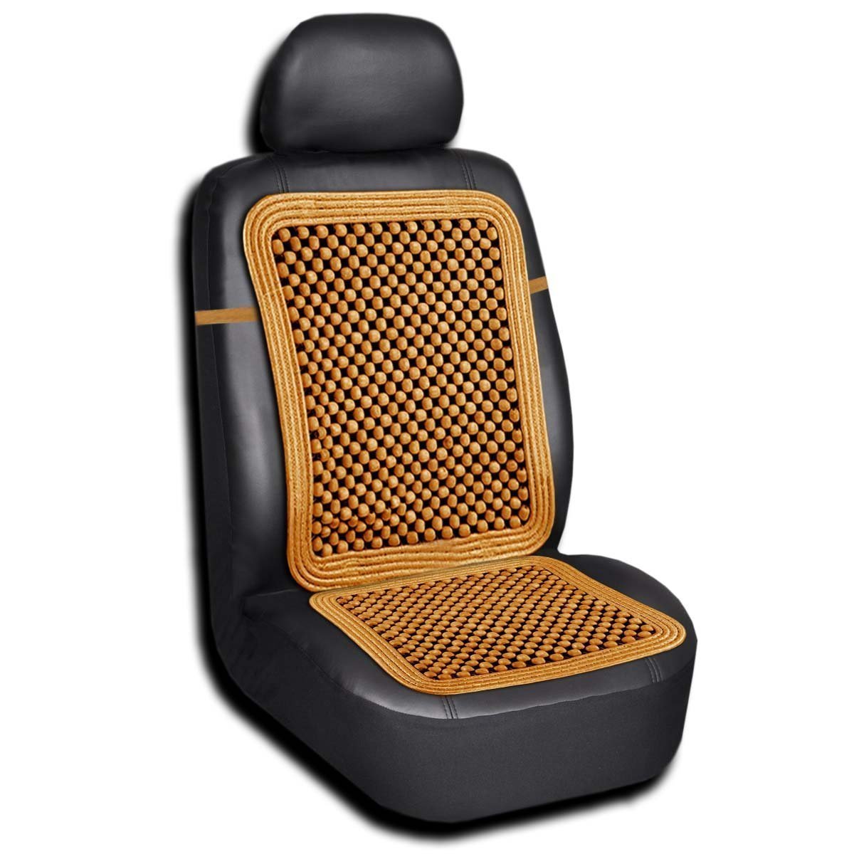 Zento Deals Natural-Wood Beaded Seat Cover With High Ventilation (Natural Wood1)