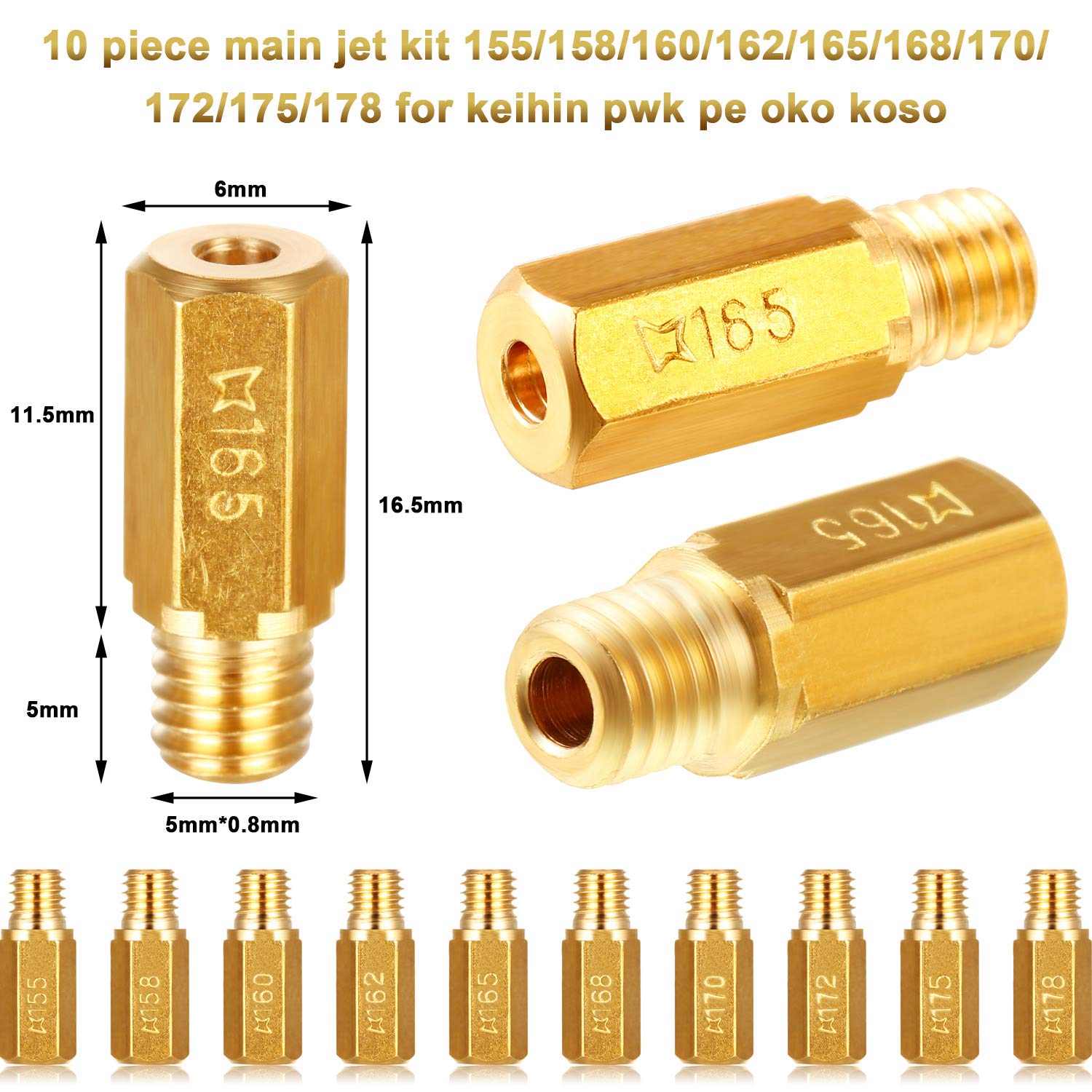 20 Pieces Carburetor Main Jet Kit, Include 10 Pieces Carburetor Main Jet And 10 Pieces Slow Jet Kit Compatible With Keihin Oko Koso Pe And For Pwk Carb