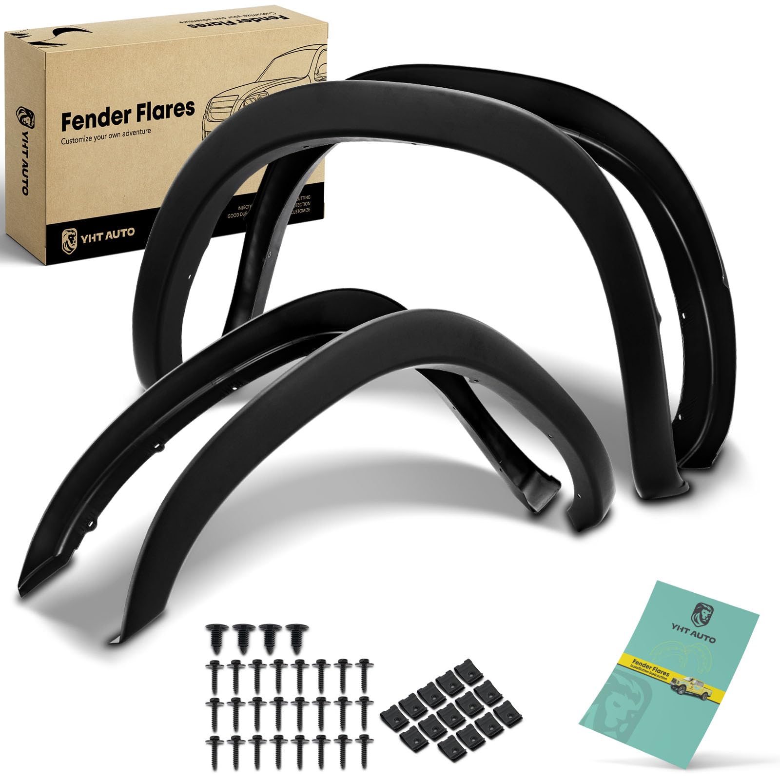 YHTAUTO Front & Rear Paintable Fender Flares w/Hardware Kit Compatible with 2002-2008 Dodge Ram 1500, 2003-2009 Ram 2500/3500 8 