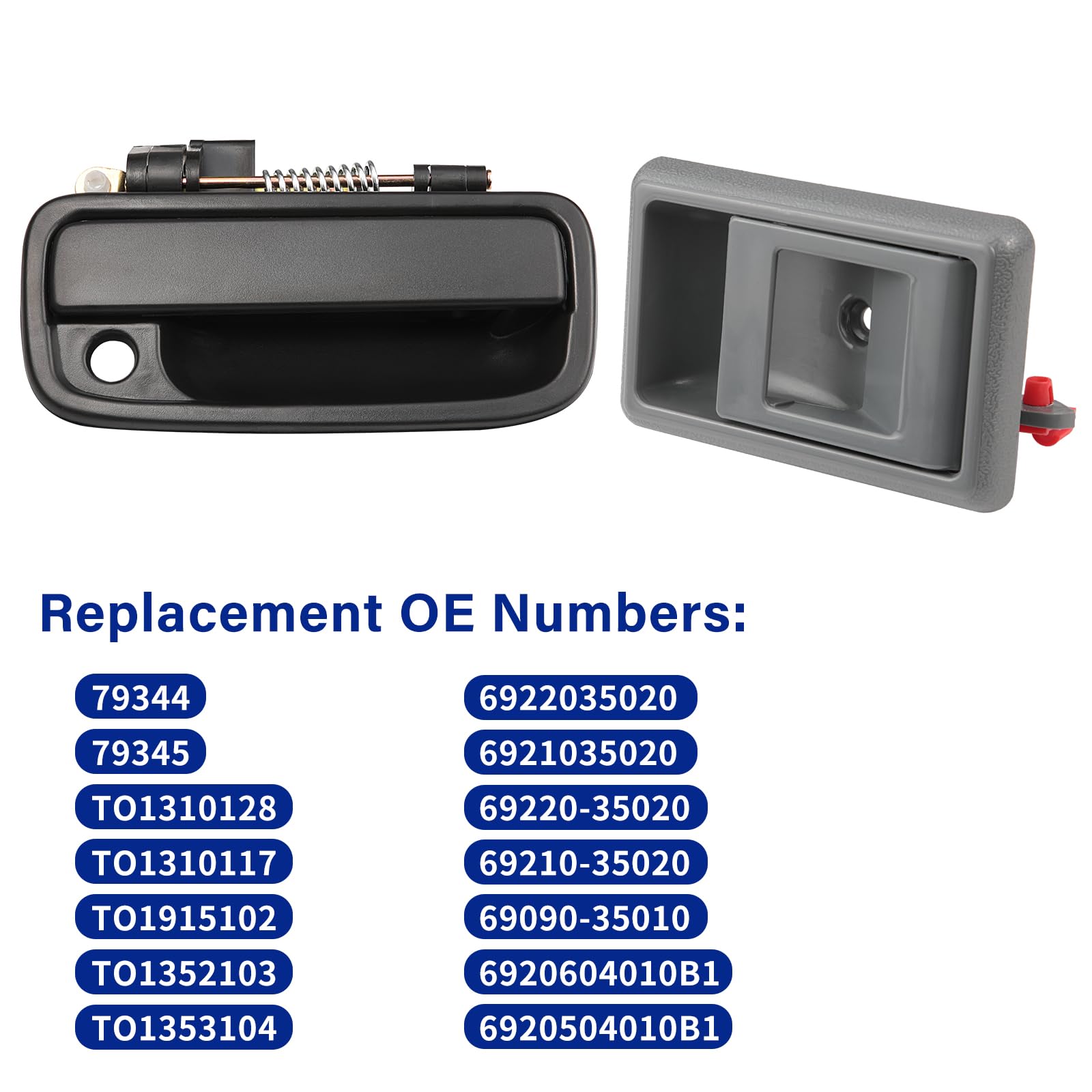 Lcyolada Exterior Door Handle & Interior Door Handle Set Compatible With 1995-2000 Toyota Tacoma,Replaces# 69220-35020, 69210-35