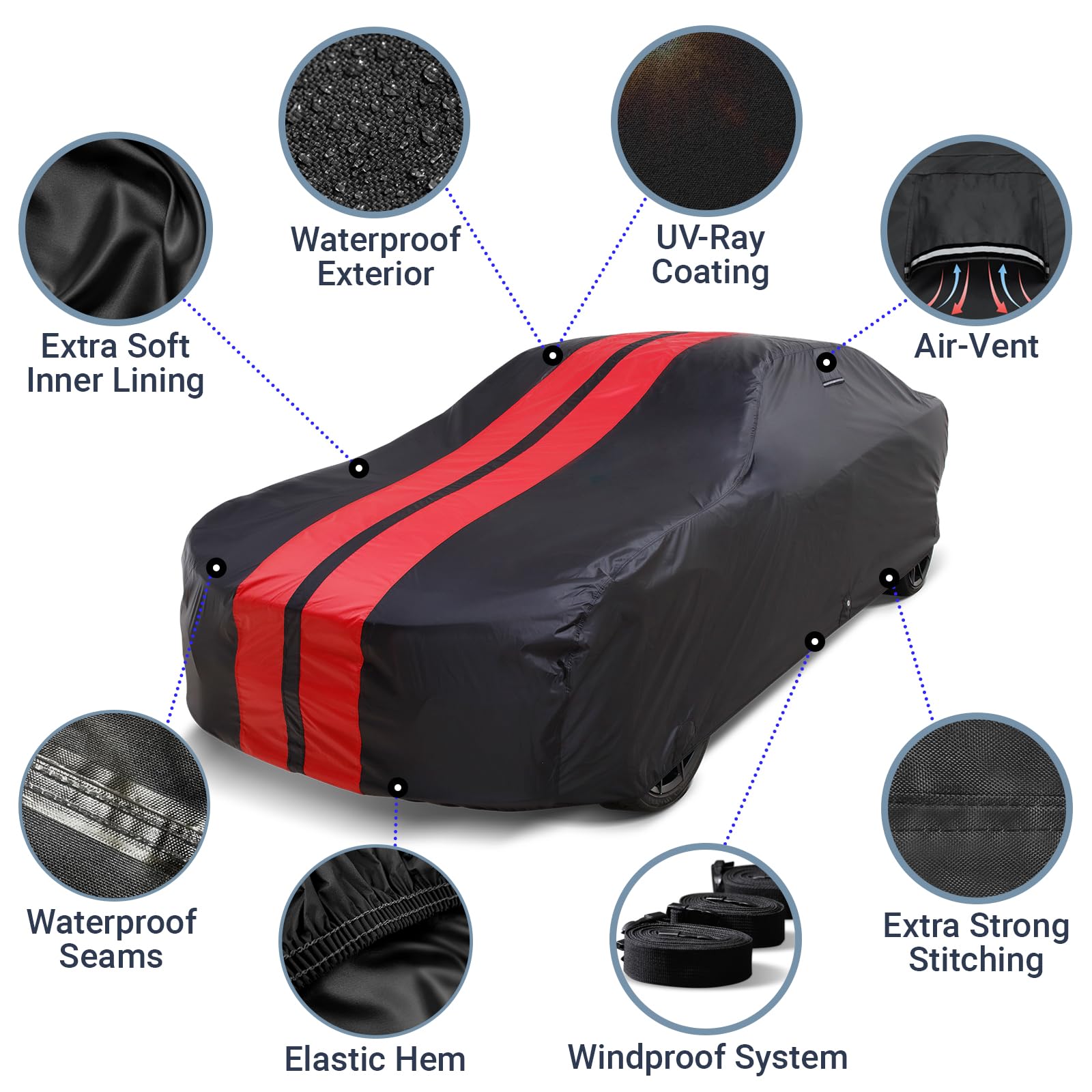 iCarCover Premium Plus Car Cover Waterproof All Weather Rain Snow UV Sun Protection, El Camino, Impala, Bel Air, Monte Carlo, Ga