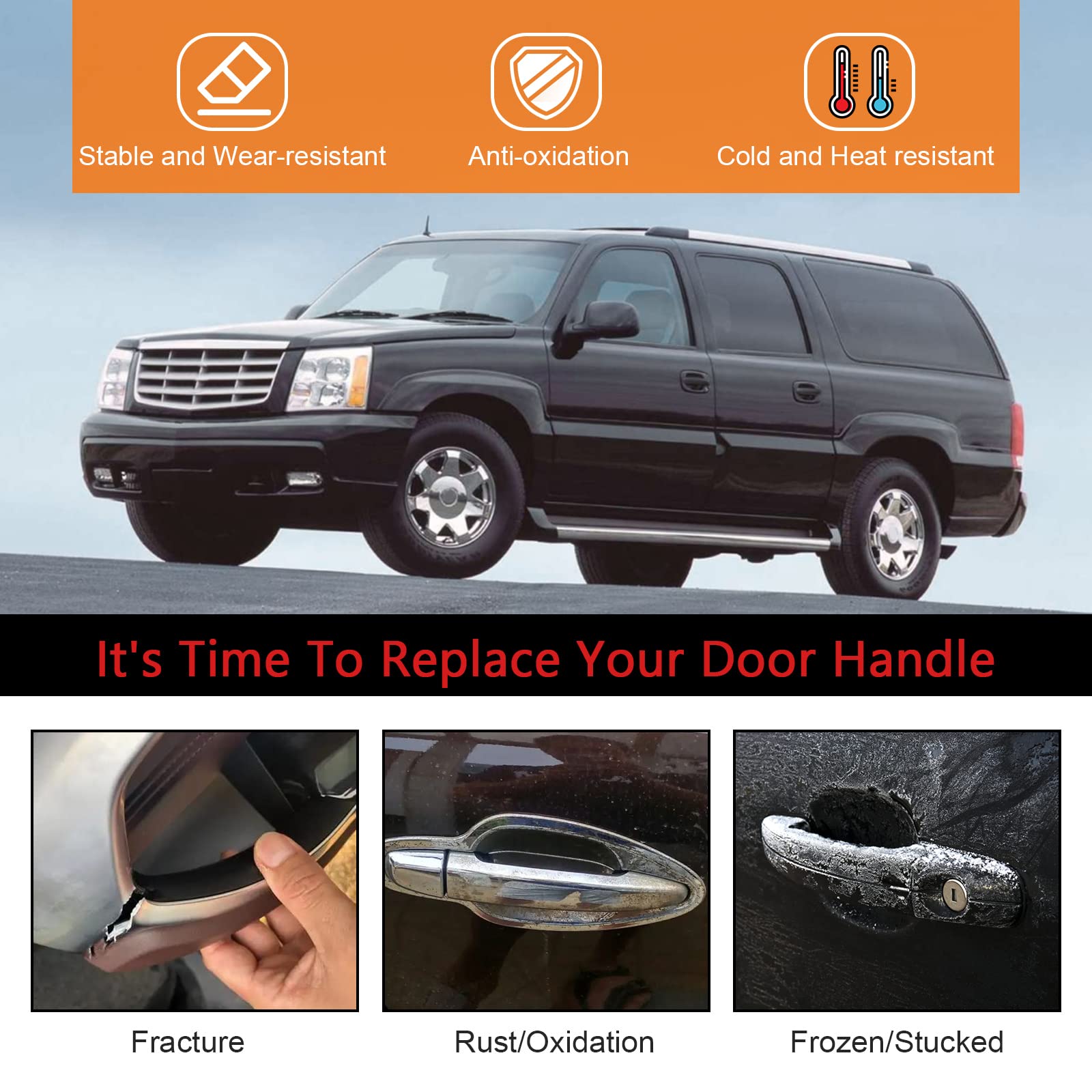 Faersi Exterior Outside Door Handle Front Left Driver Side For 1999-2007 Silverado, Tahoe, Suburban, Avalanche, Gmc Sierra, Yukon Denali, Cadillac Escalade 77261 15034985