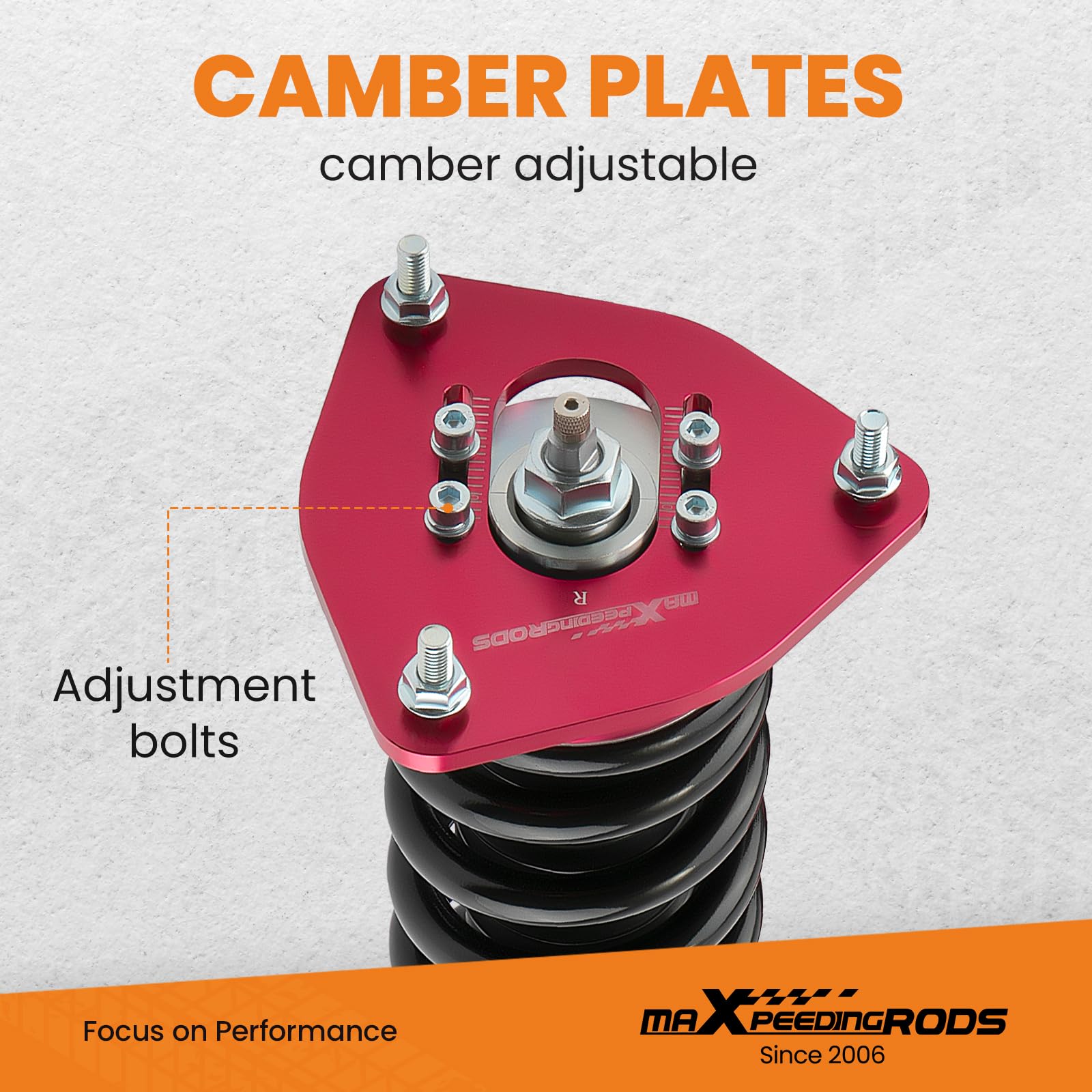 Maxpeedingrods Coilover Adjustable For Subaru Impreza Wrx 2000-2007, For Saab 9-2X 2005-2007, For Subaru Forester 03-08; 24 Level Adjustable Damper Coilovers Suspension Kit, Shock Absorber Red