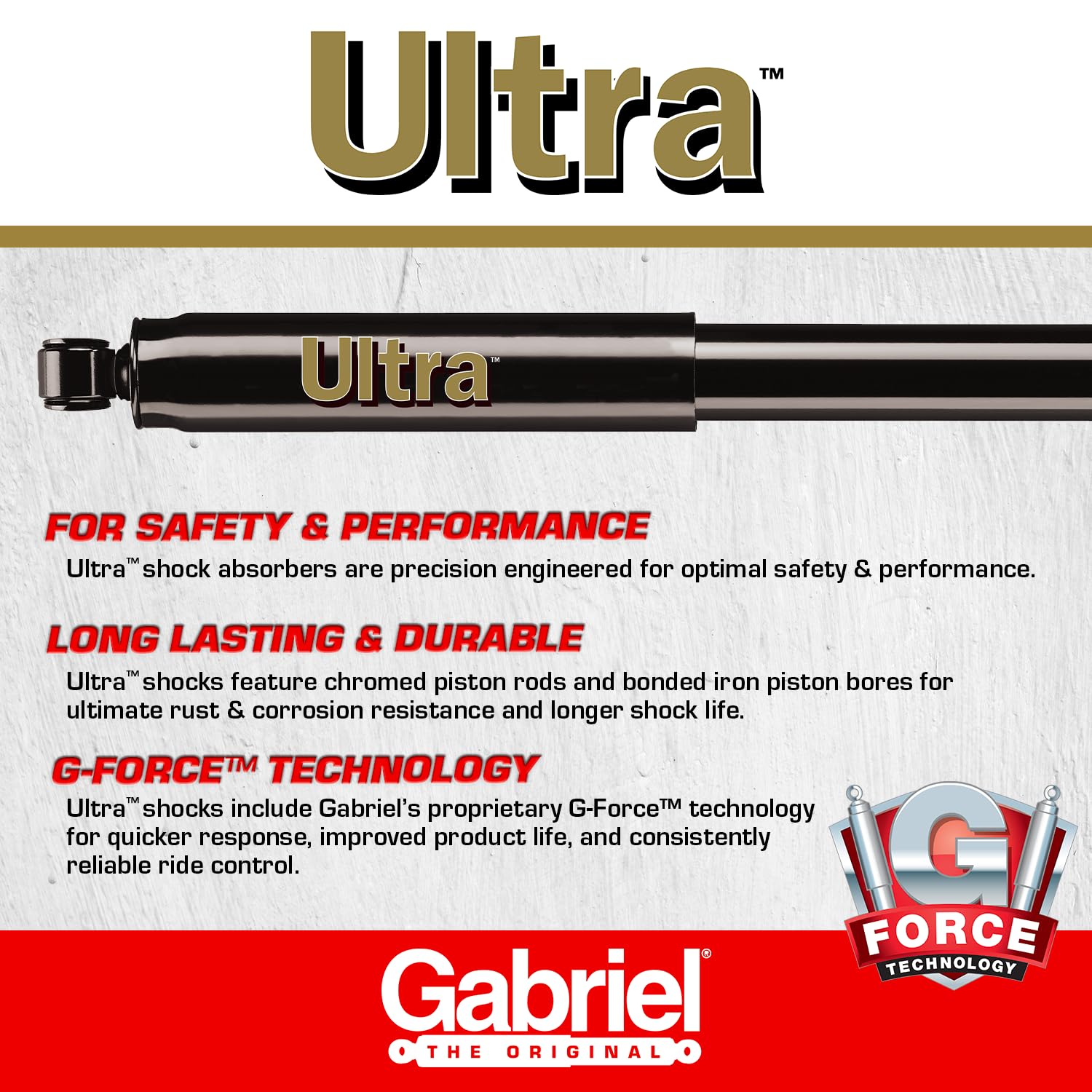 Gabriel G51980 Ultra Rear Shock Absorbers For 11-19 Ford Explorer, 13-19 Ford Police Interceptor Utility (1 Pack)