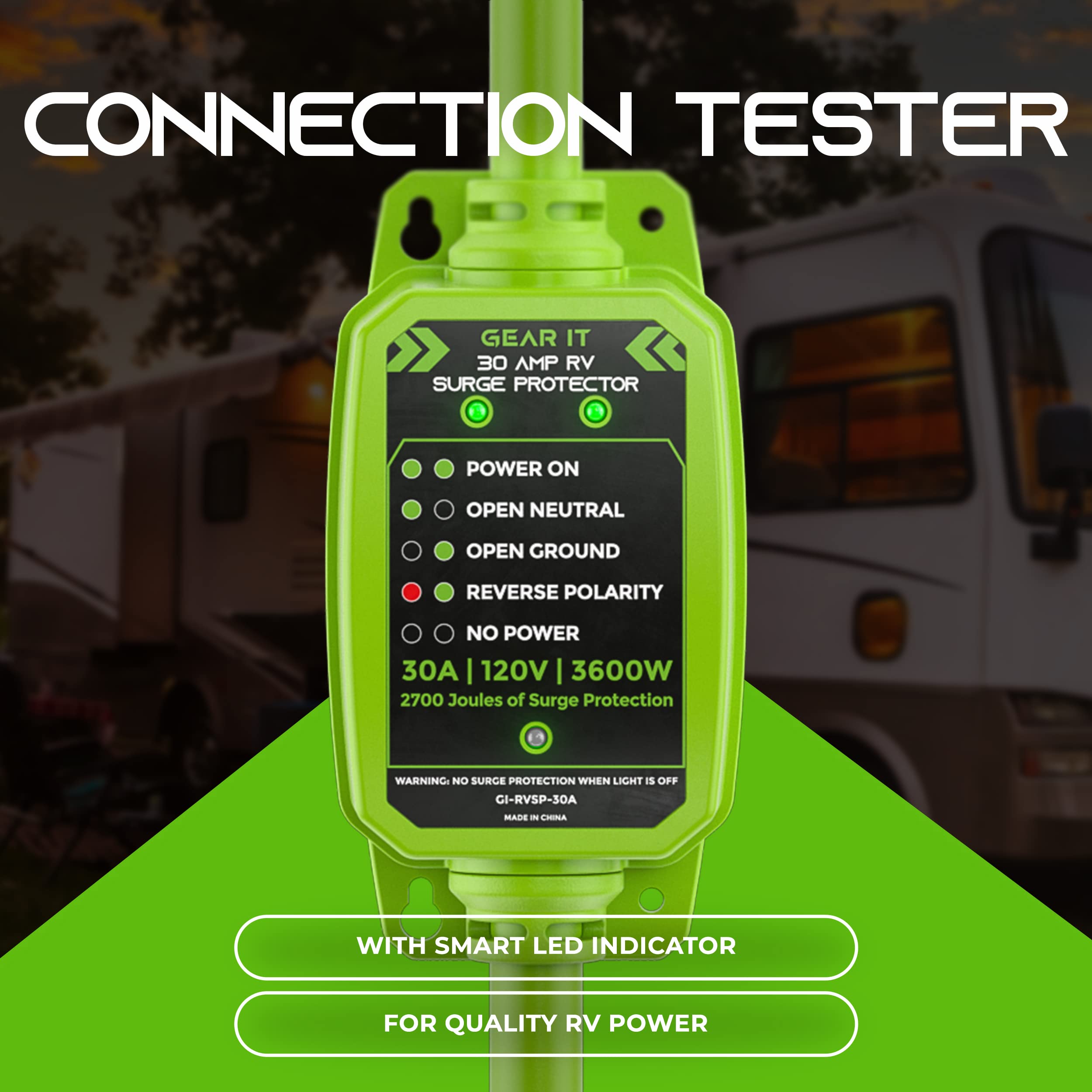 Gearit Rv Surge Protector 30 Amp - Circuit Analyzer Voltage Protector/Monitor With Surge Protection (2700 Joules) Weather Resist