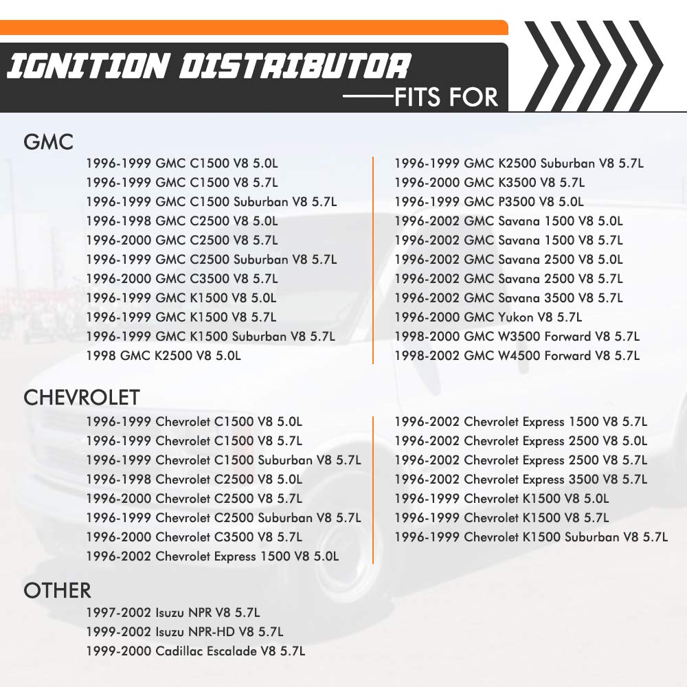 Complete Ignition Distributor Replacement For Gmc Vortec C1500 C2500 C3500 K1500 K2500 K3500 1996 1997 1998 1999 2000 2001 2002