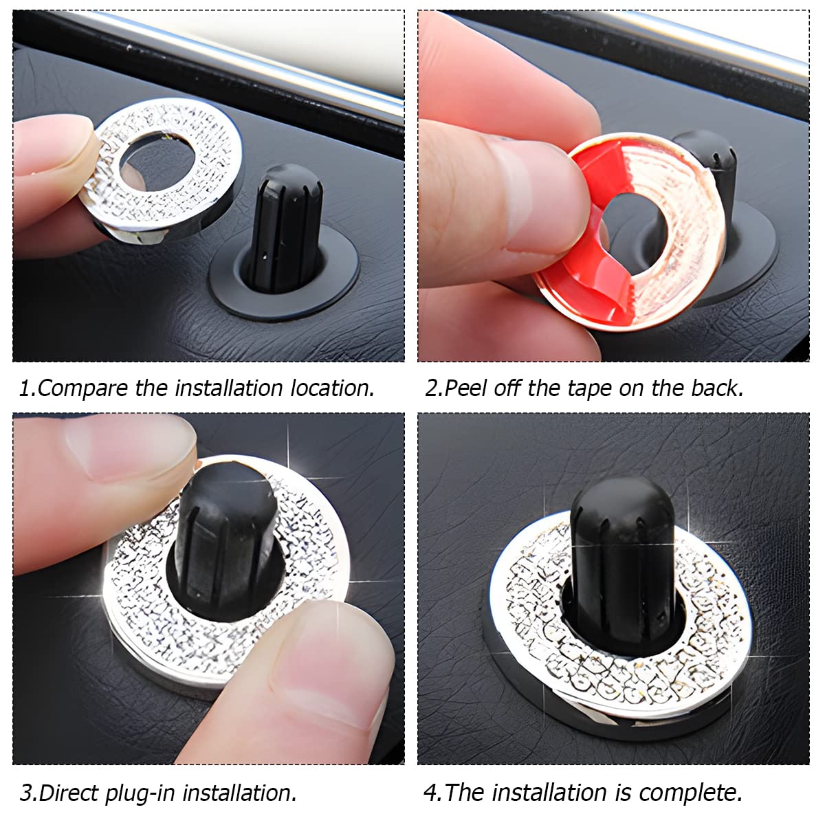 Belomi Bling Inner Car Door Lock Pull Covers, 4 Pcs Crystal Auto Sticker Decals, Interior Decorations For Vehicle Door Lock Pull Rod Bolt, Rhinestones Lock Pins Caps For C Class C200L Glc260 C260L