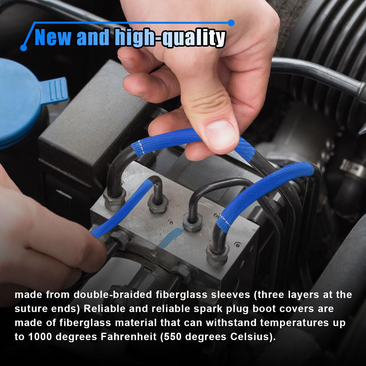 8PCS Spark Plug Wire Heat Shield Sleeve, 1500 Spark Plug Wire Cover Wrap for SBC BBC 350 454, 6 Inch Spark Plug Boot Protector S