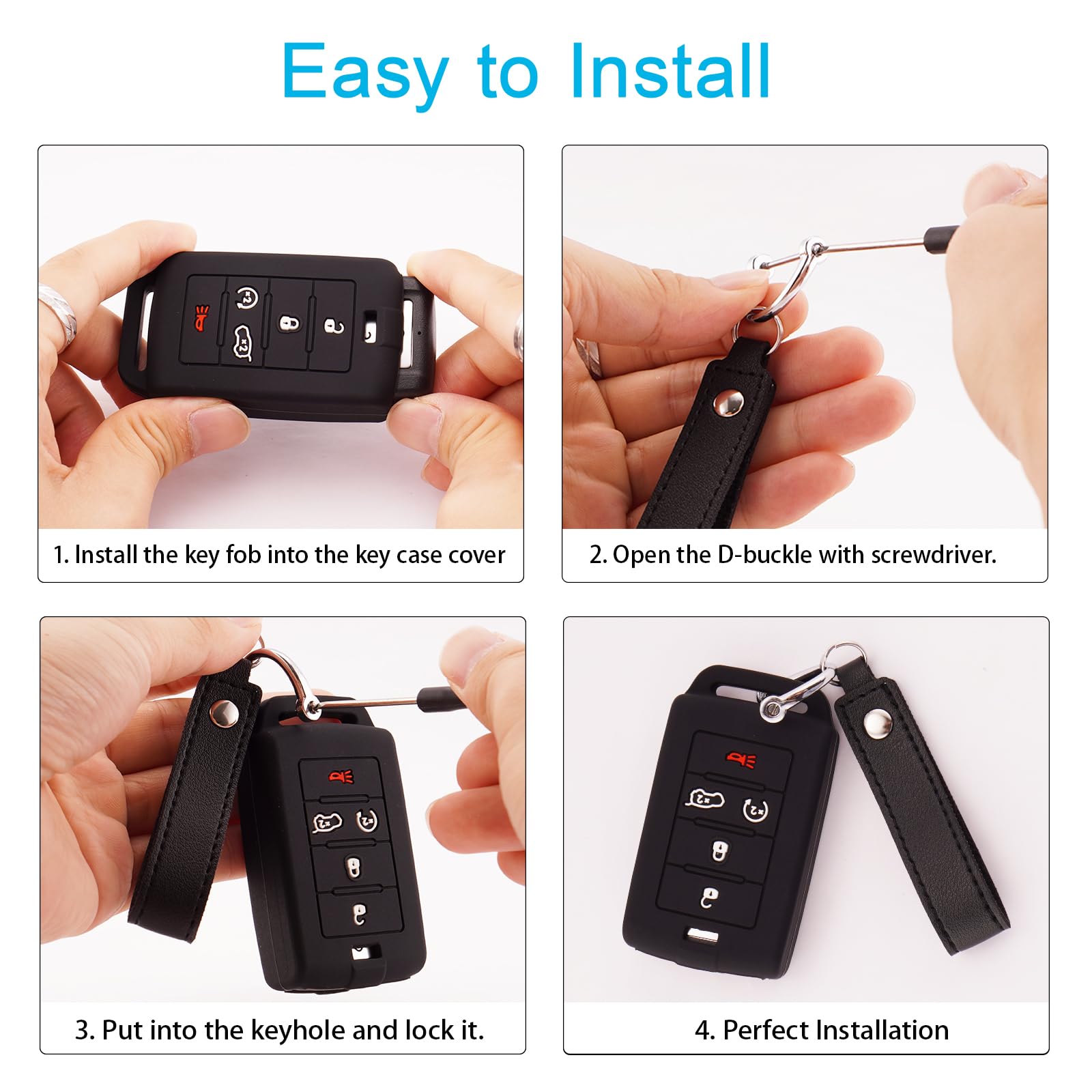 Koaudb Silicone Key Fob Cover Fit For 2021-2024 Jeep Grand Cherokee, For 2021-2023 Grand Cherokee L, For 2022 2023 Grand Wagonee